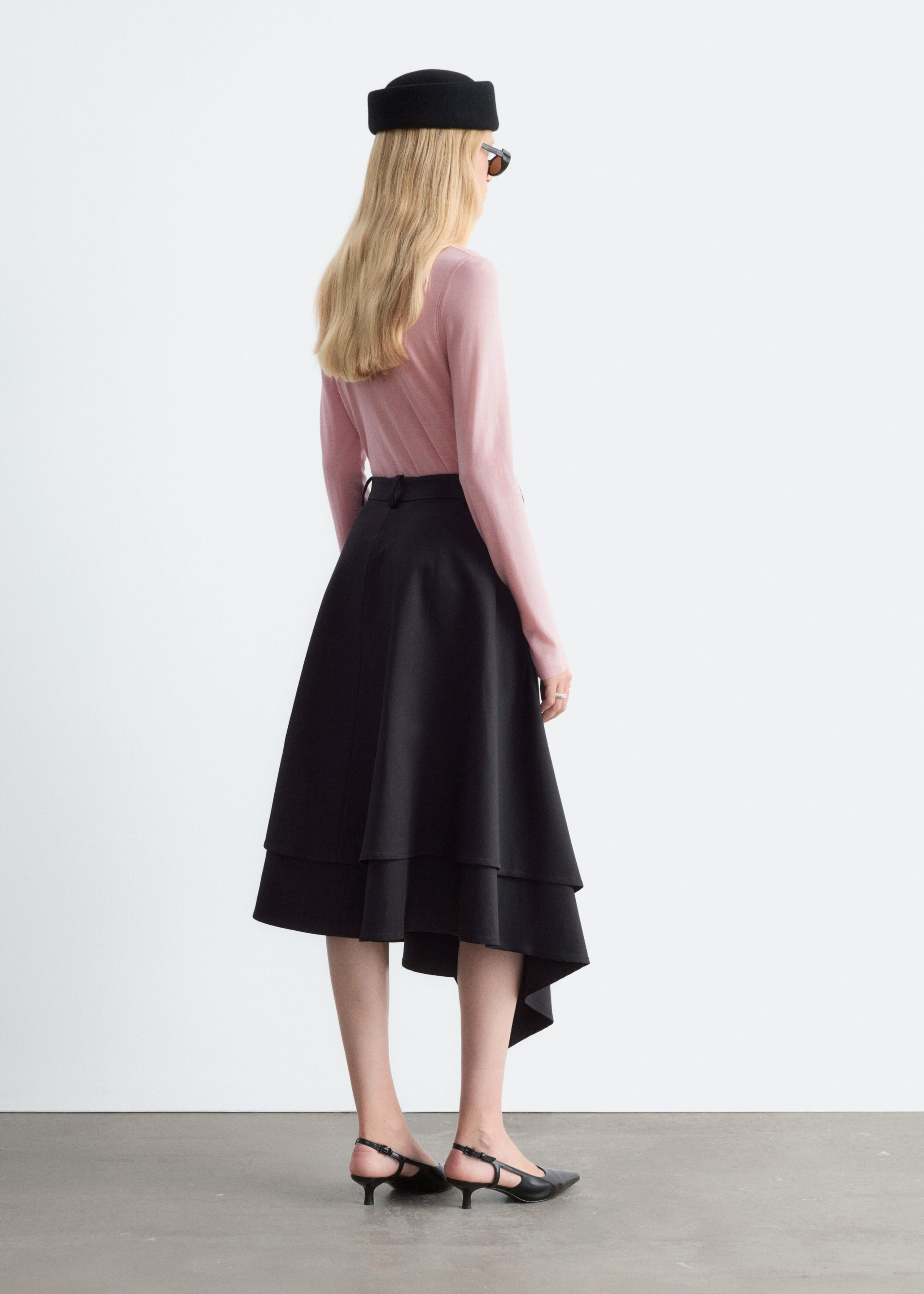 Merino Wool Polo Neck Top - Dark Brown - Lookbook