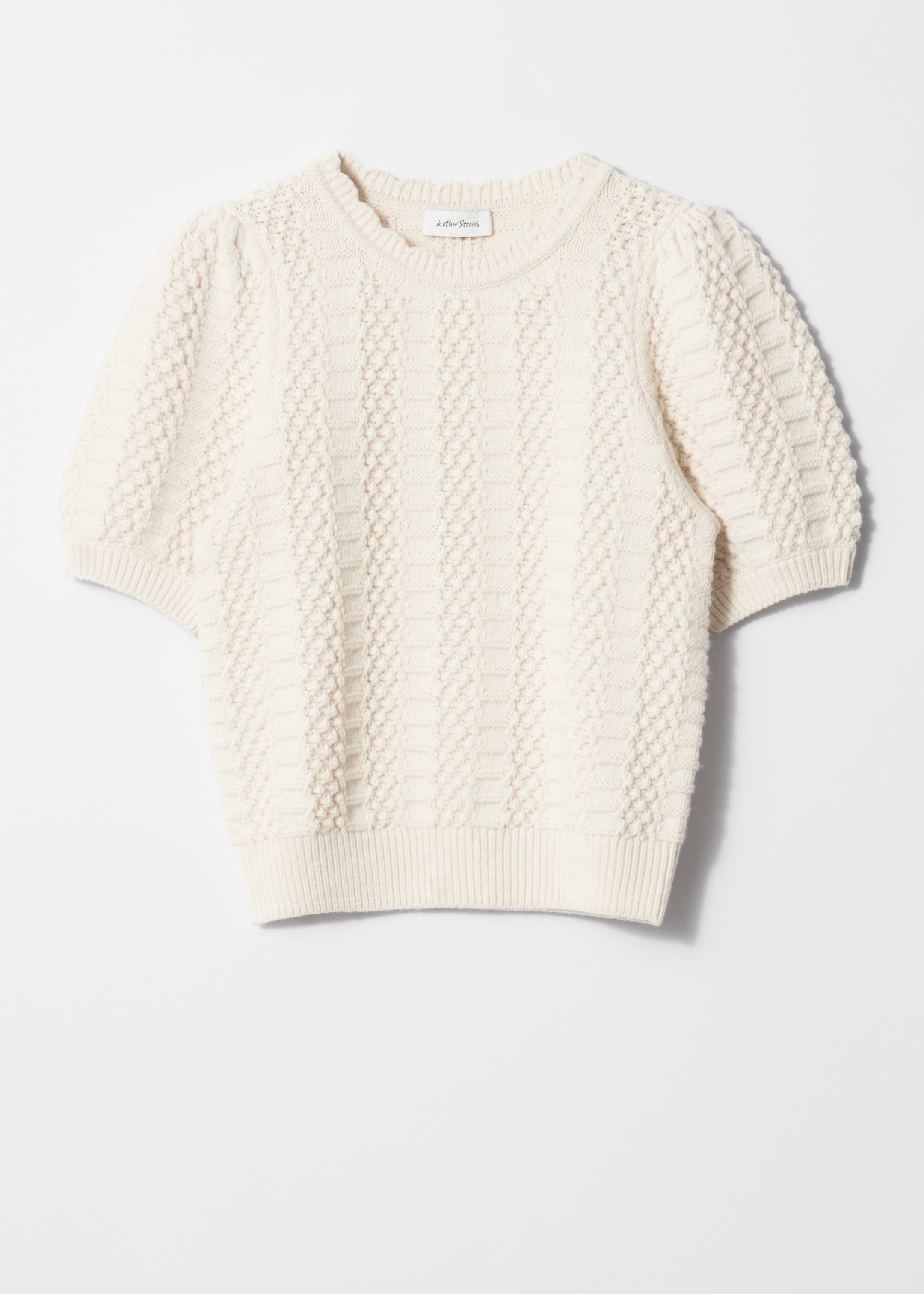 Grotere afbeelding bekijken: Geschulpte gebreide top - Wit - DAMES | H&M NL 1