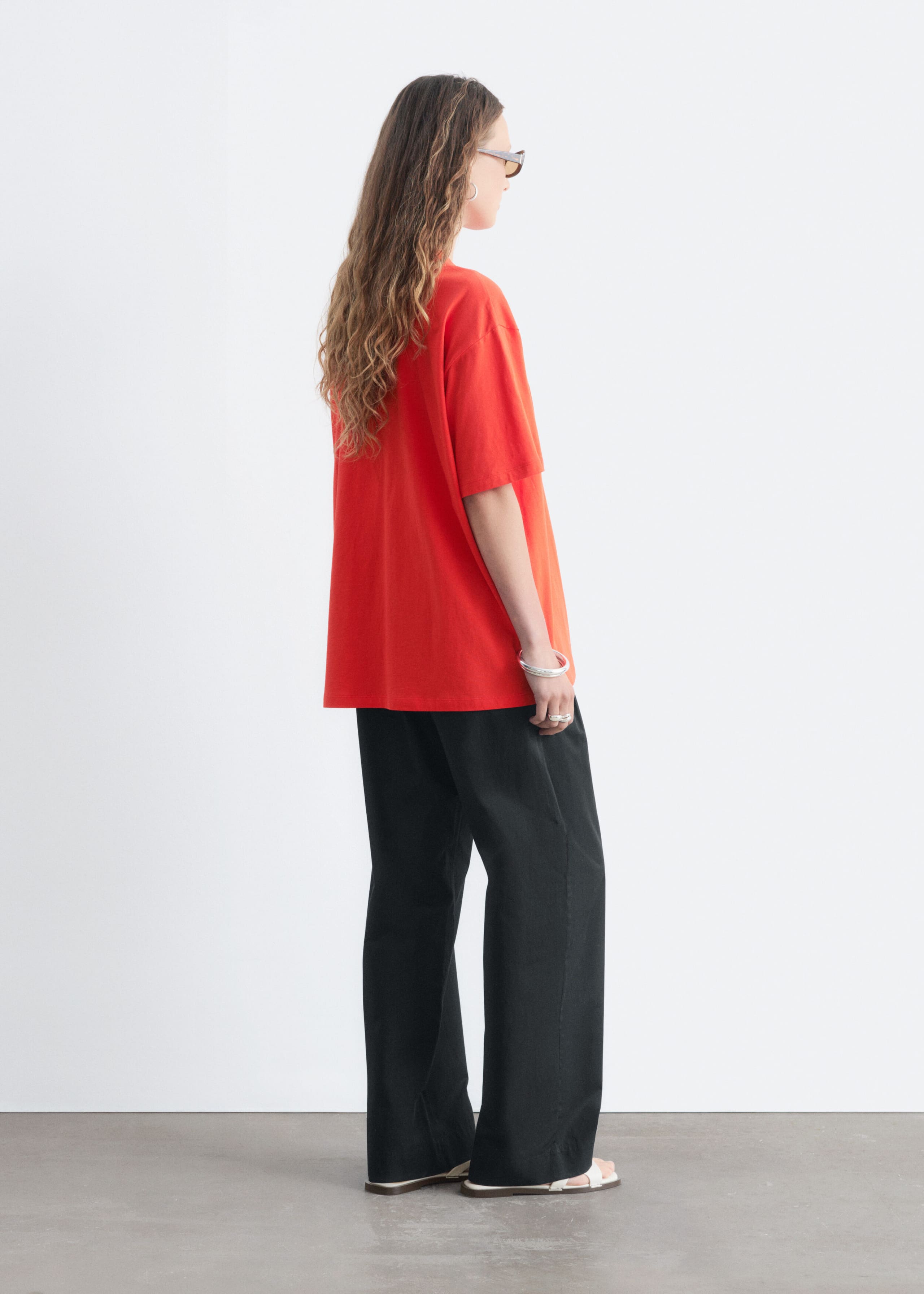 Oversized katoenen T-shirt - Lichtblauw - Lookbook