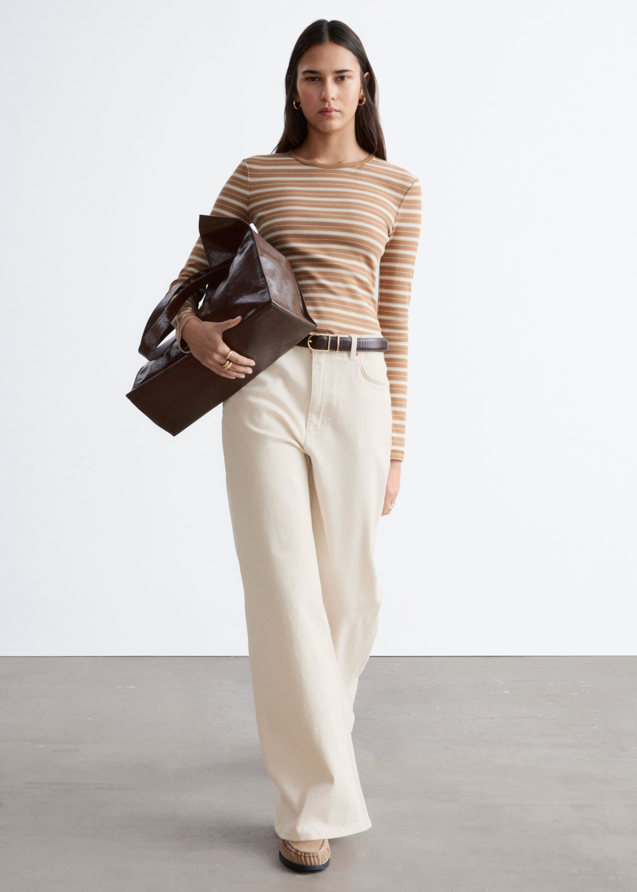 Image of Ribbed Long-Sleeve Top