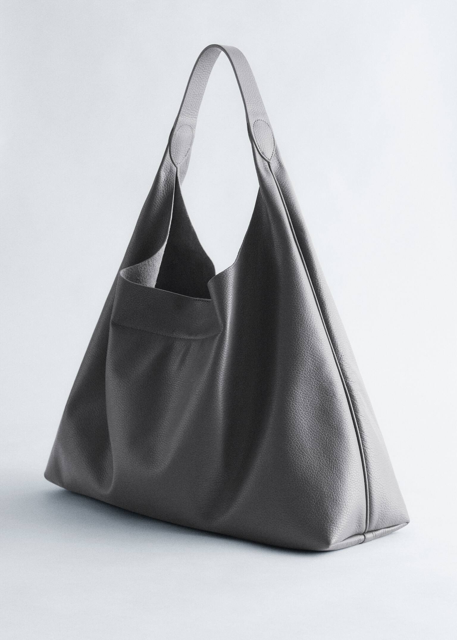 Sac cabas extra large en cuir - Gris foncé/Noir - 3