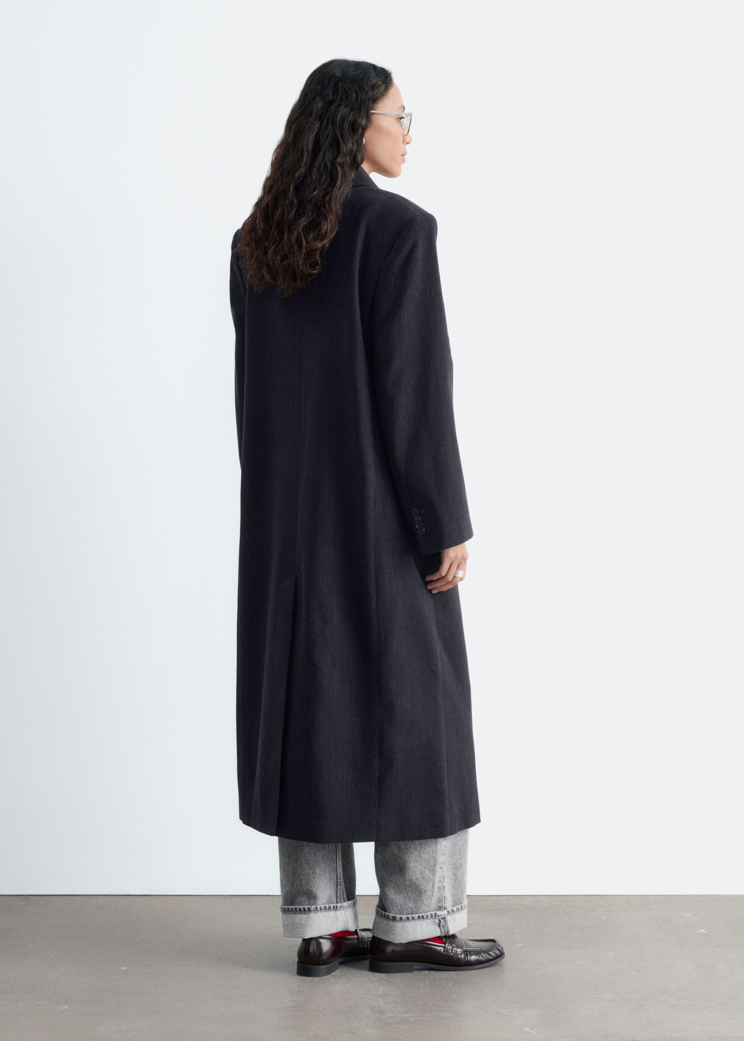Cappotto doppiopetto in cotone e lana - Marrone scuro - Lookbook