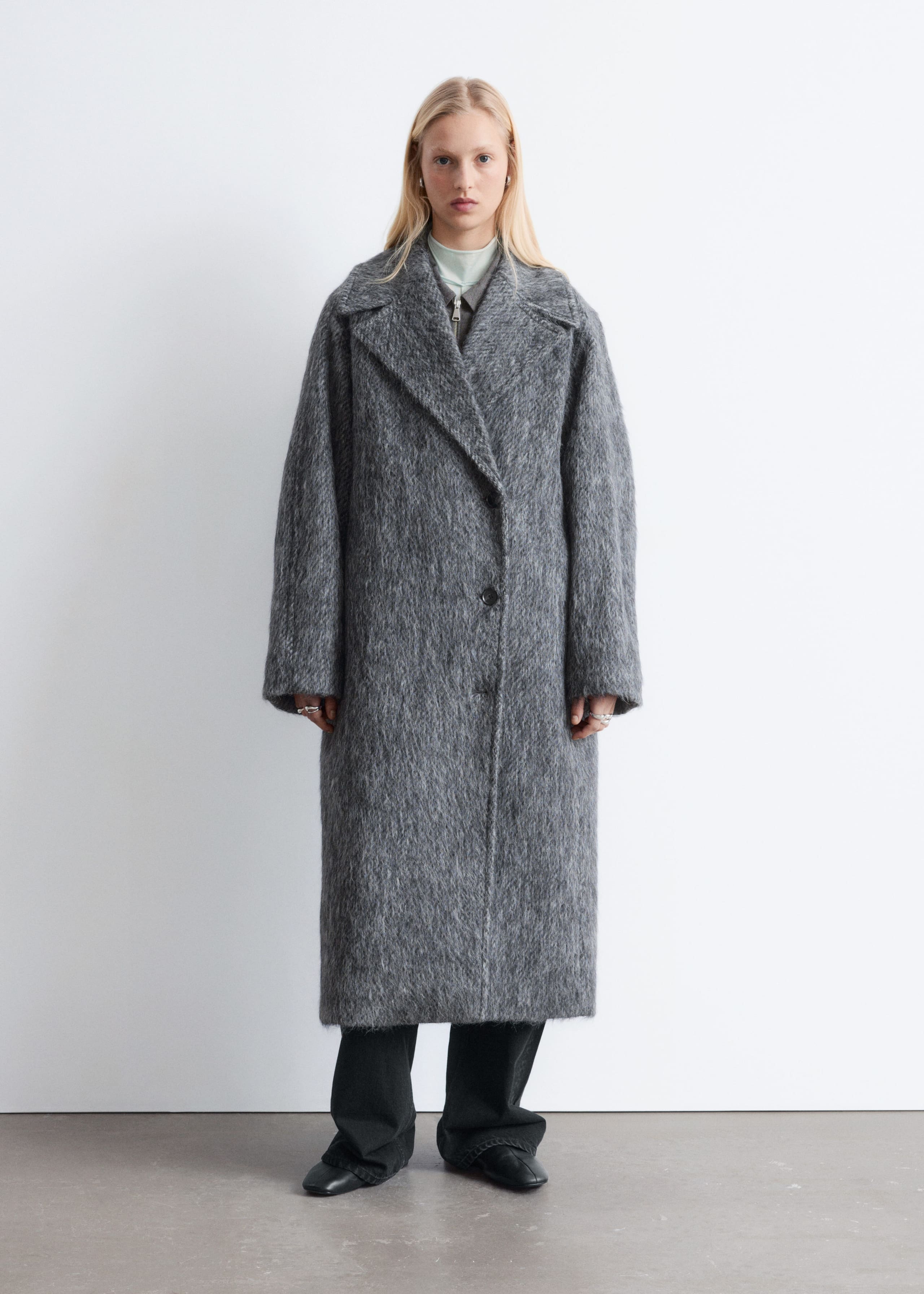Image of Mantel aus gebürsteter Wollmischung