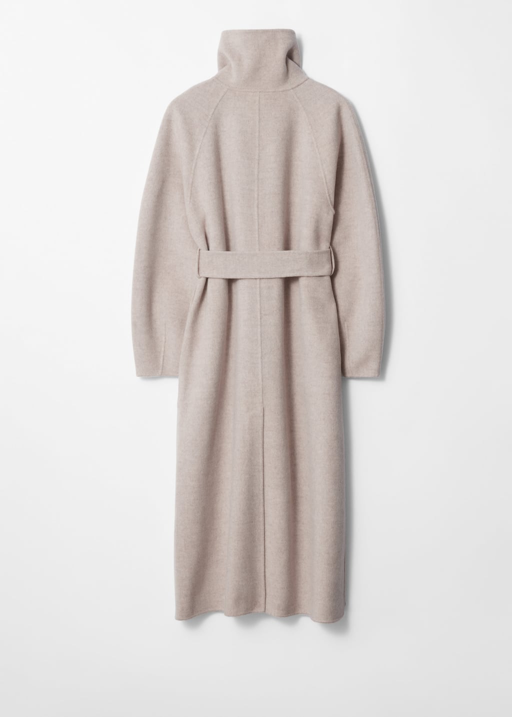 Funnel-Collar Wool Coat - Beige - Still Life