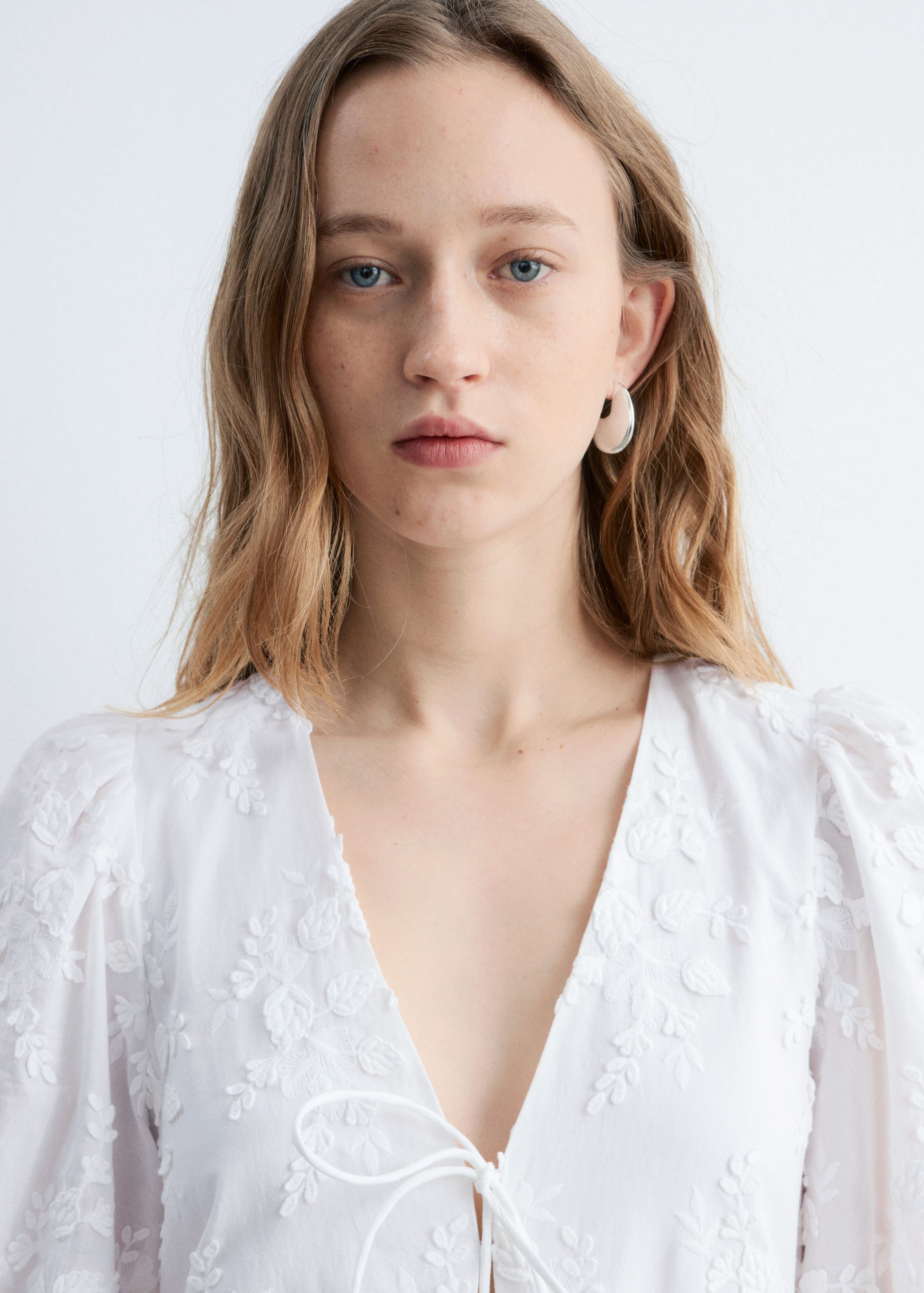 Embroidered Mini Dress - Cream - Lookbook