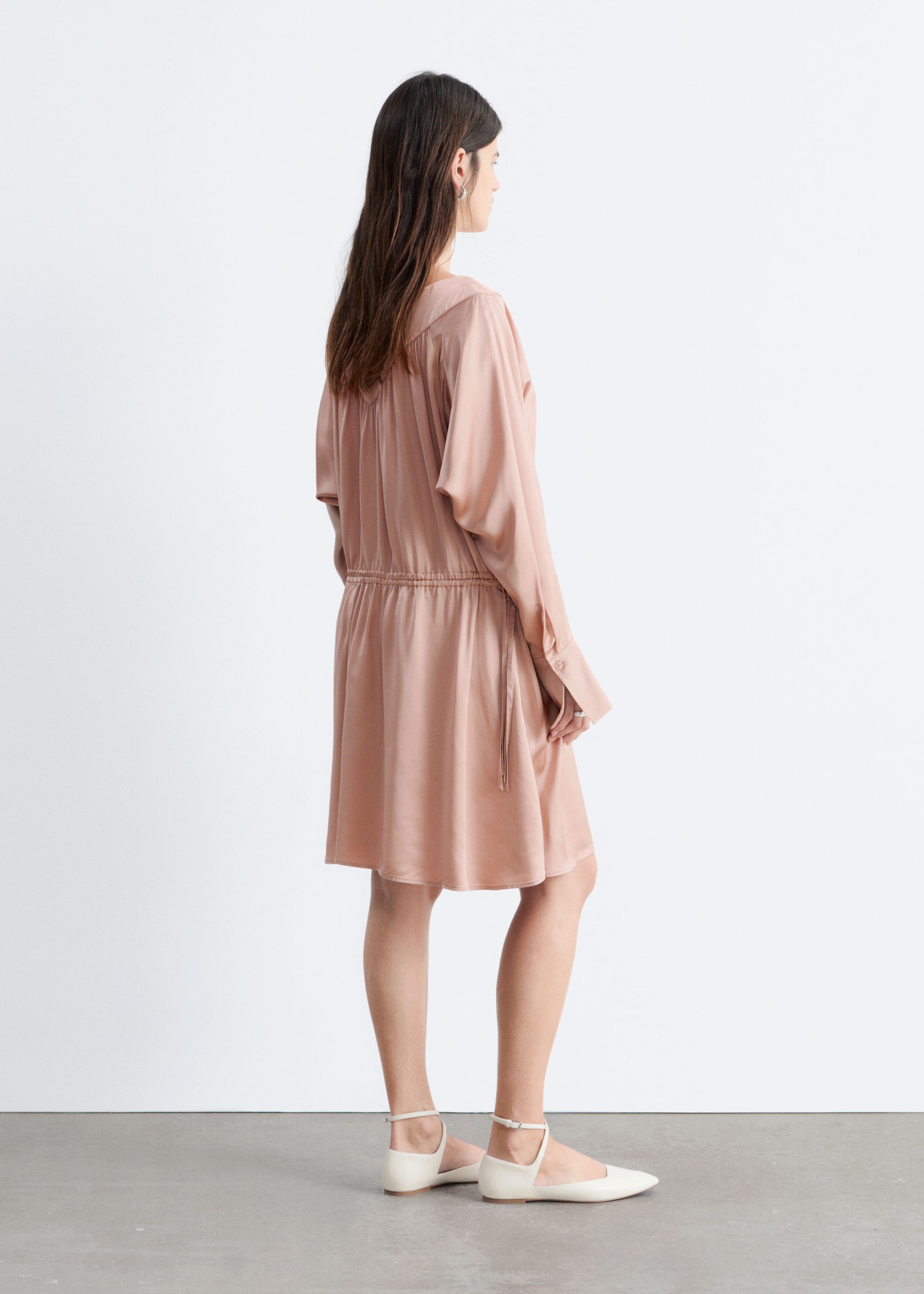 Image of Drawstring V-Neck Mini Dress