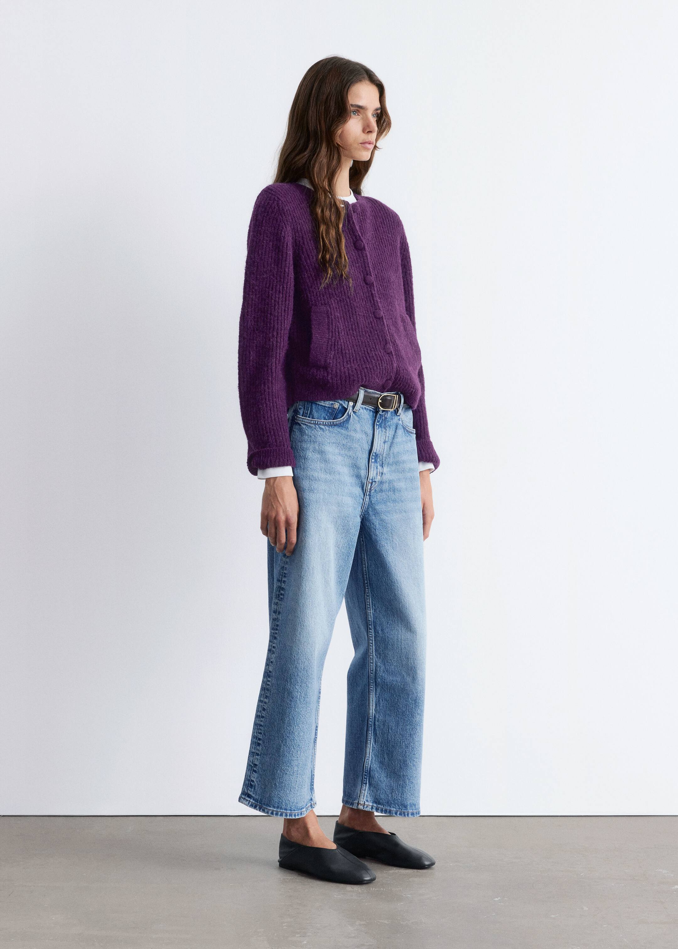 Ver imagem maior: Cardigan de malha canelada - Roxo escuro - SENHORA | H&M PT 5
