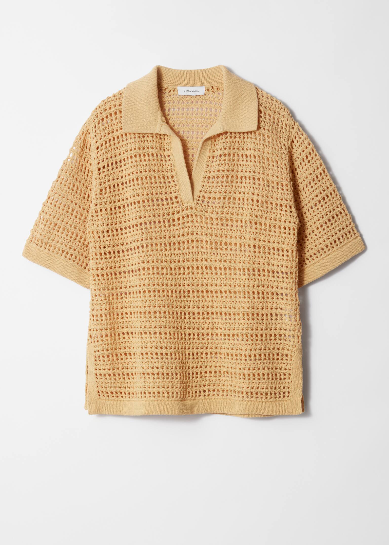 Polo in maglia pointelle - Giallo - 2