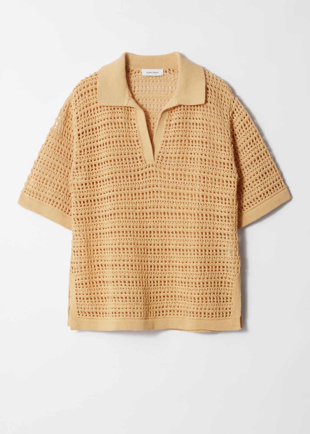 Pointelle-Knit Polo Shirt - Yellow - Still Life