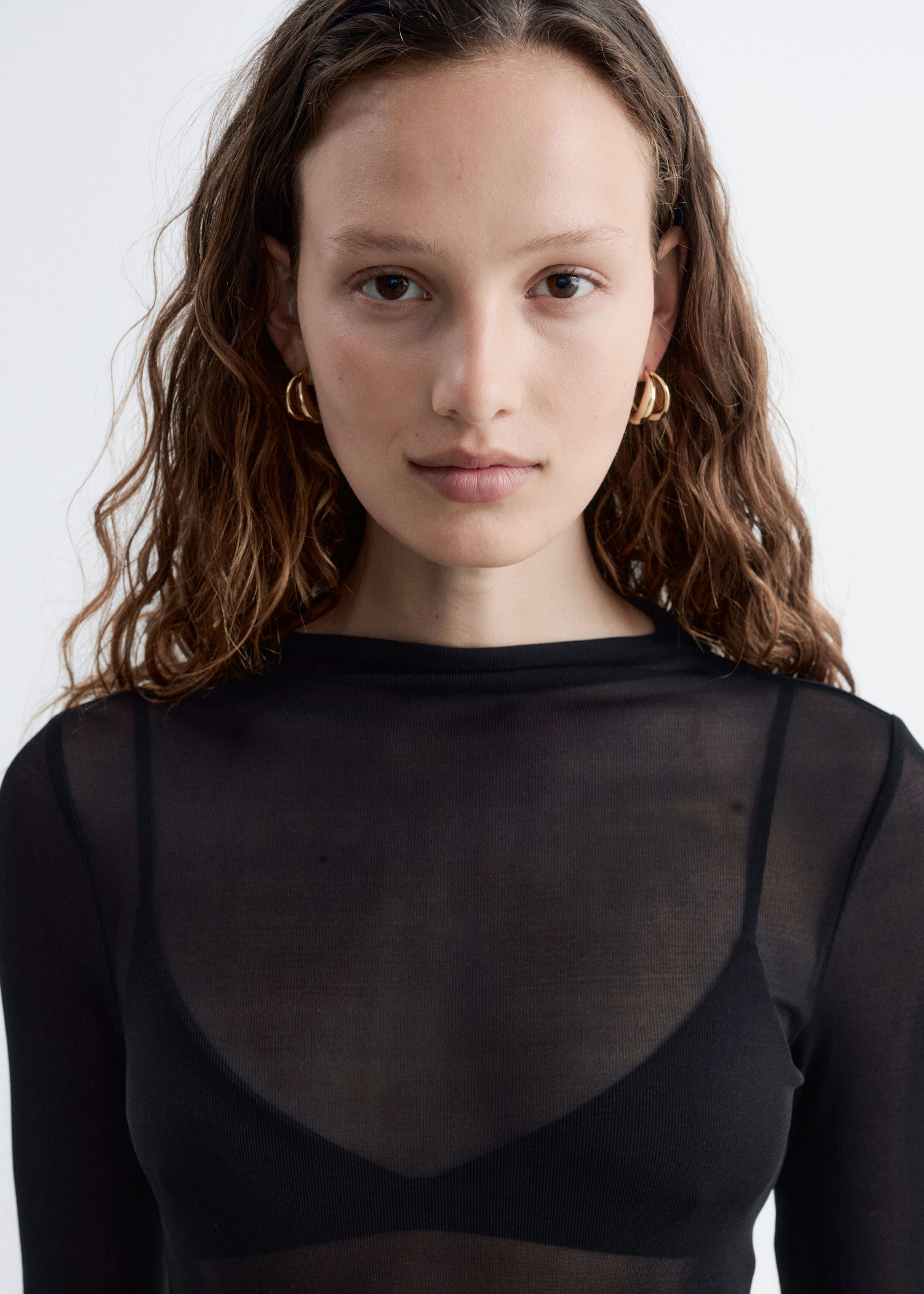 Ribbed Silk Top - Black - Lookbook