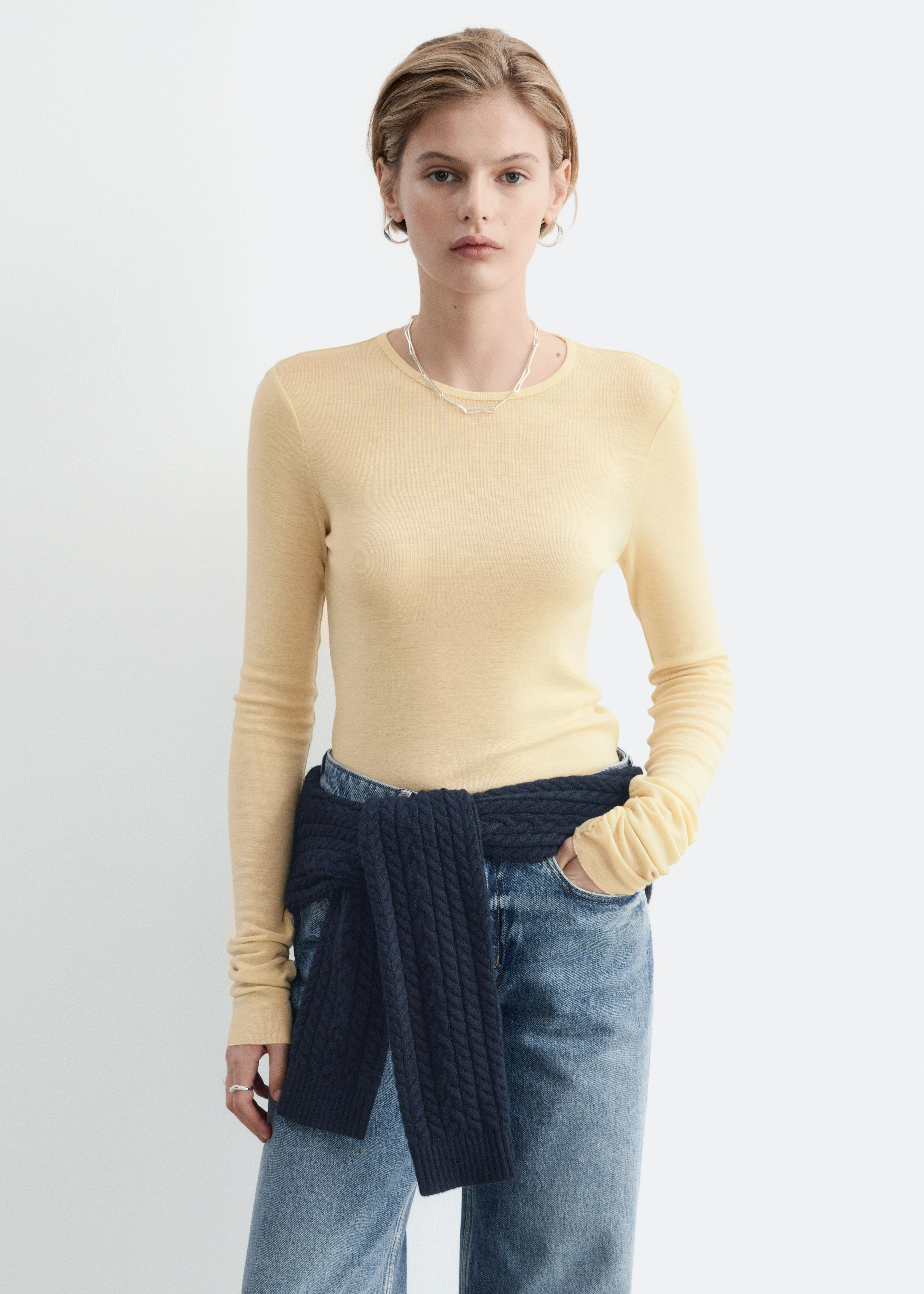 Camisola de lã de malha simples