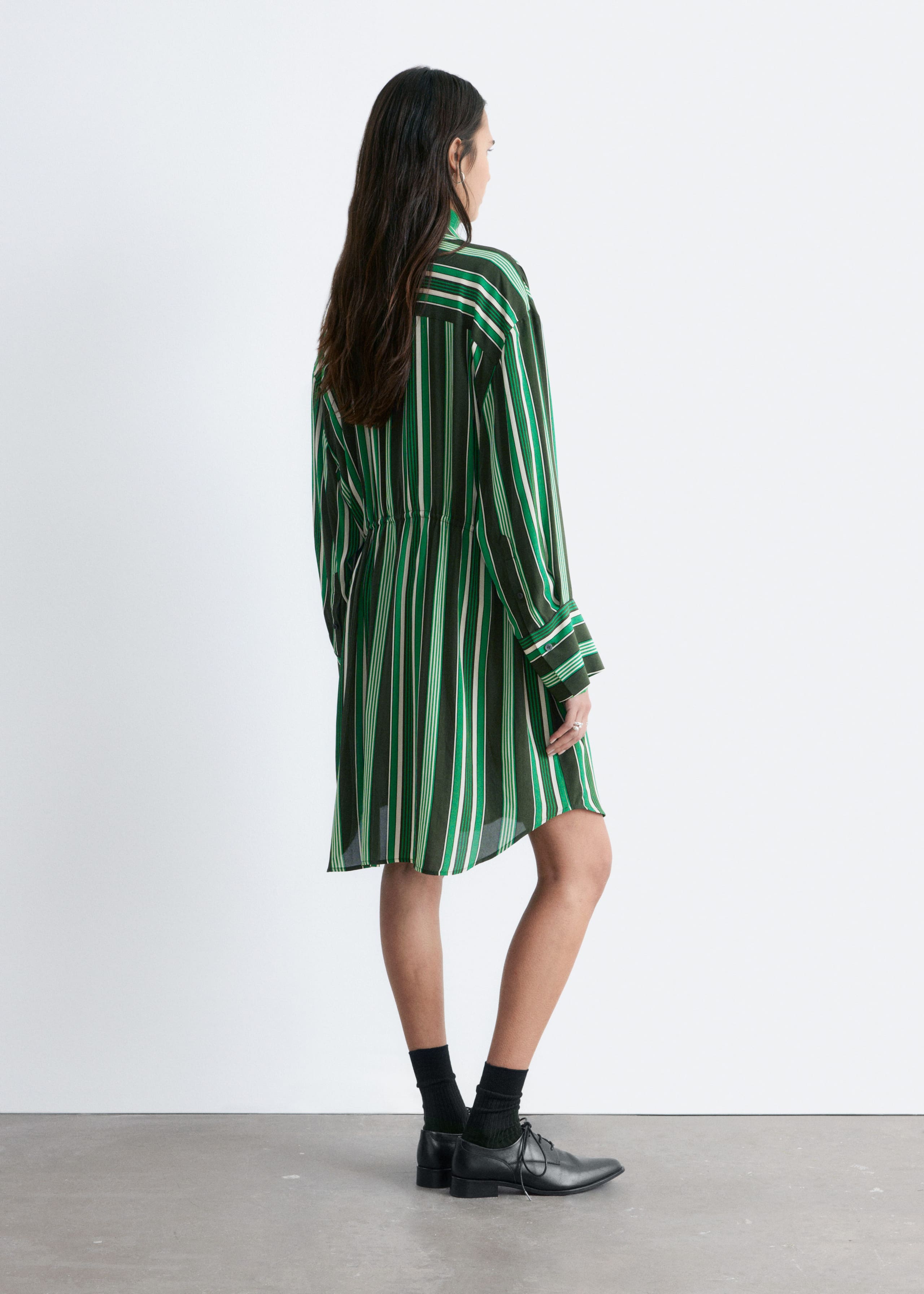 Image of Oversized Drawstring Shirt Dress