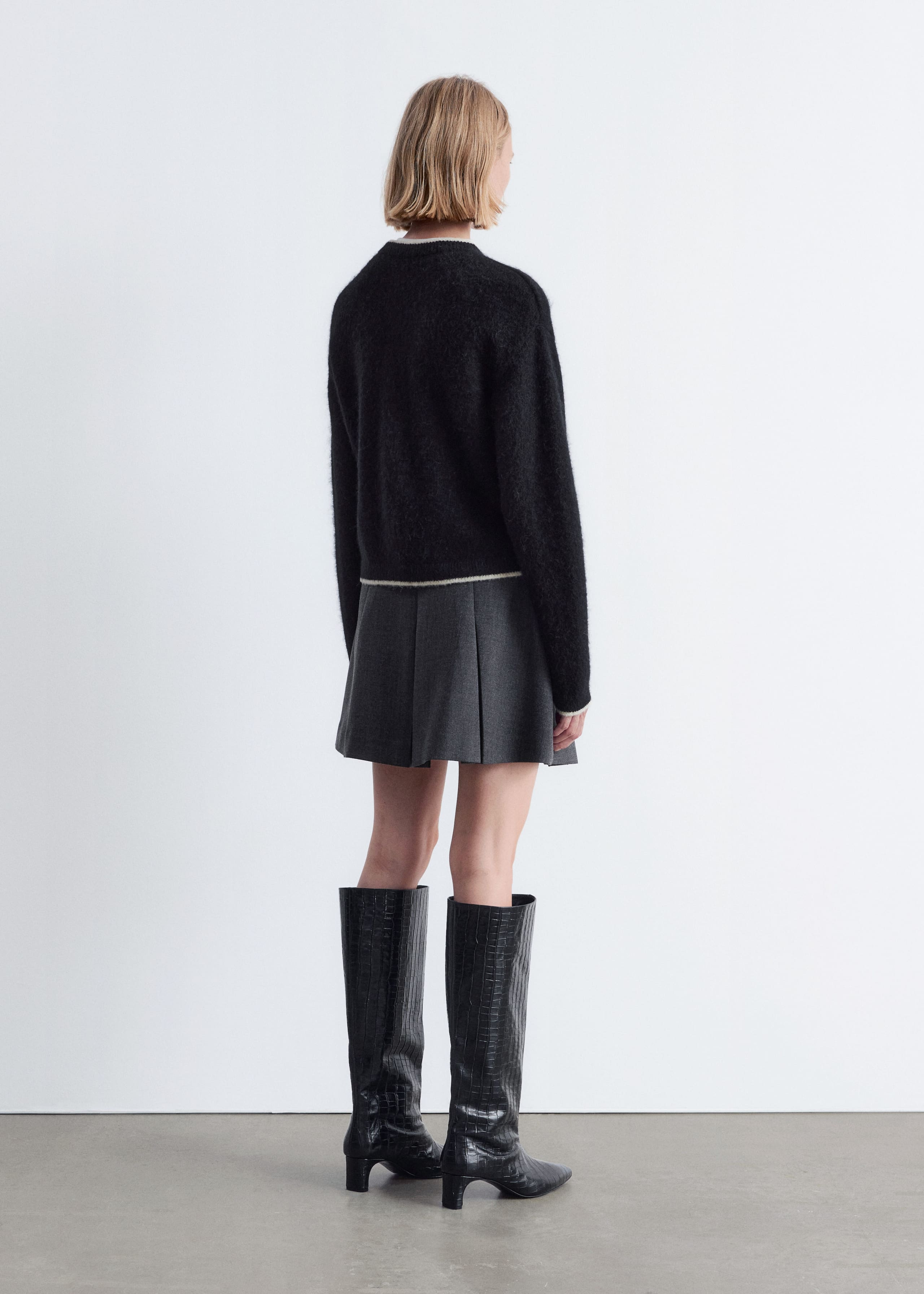 Image of Boxy Crew-Neck Cardigan