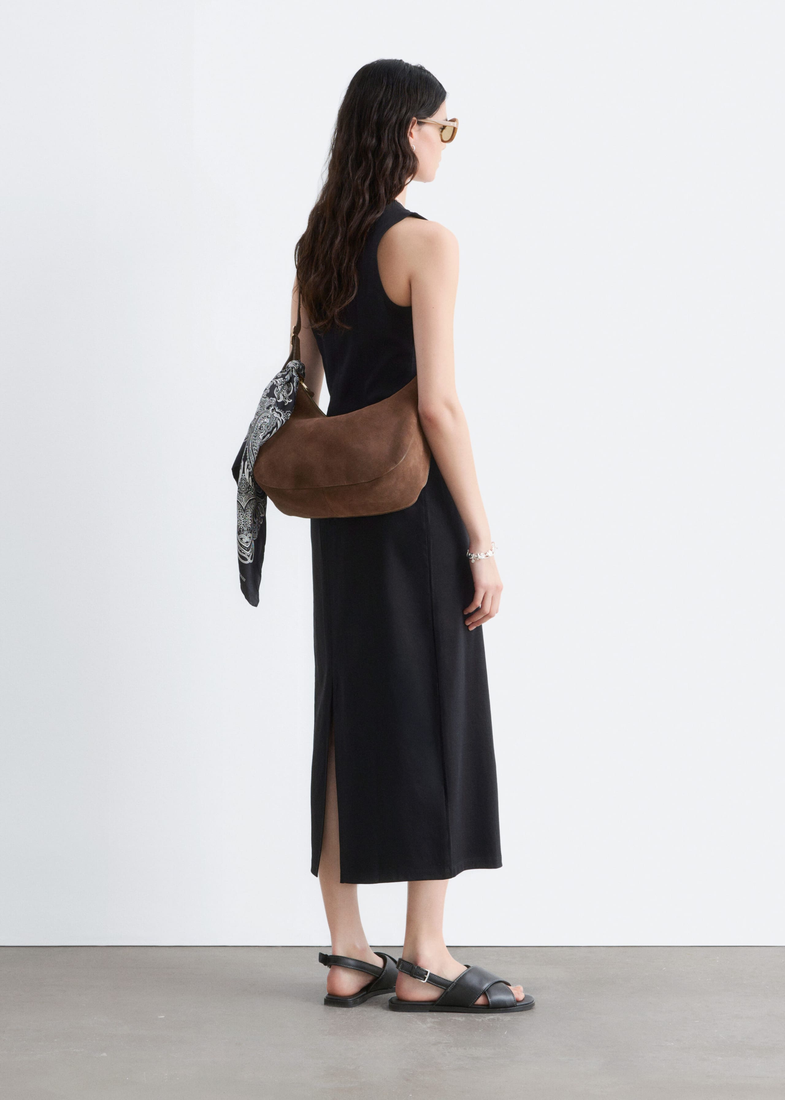 Image of Fitted Cotton Jersey Midi Dress