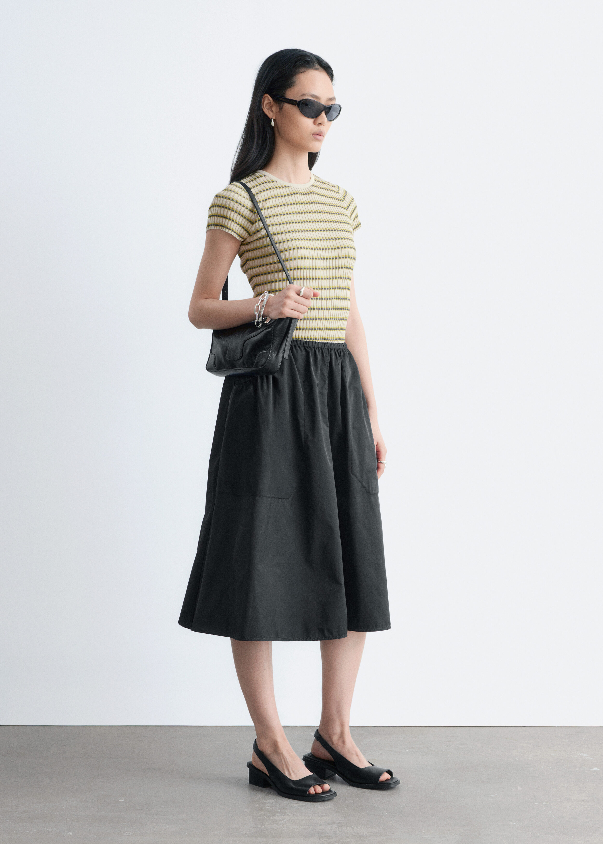 Gathered Twill Midi Skirt - Black - & Other Stories US