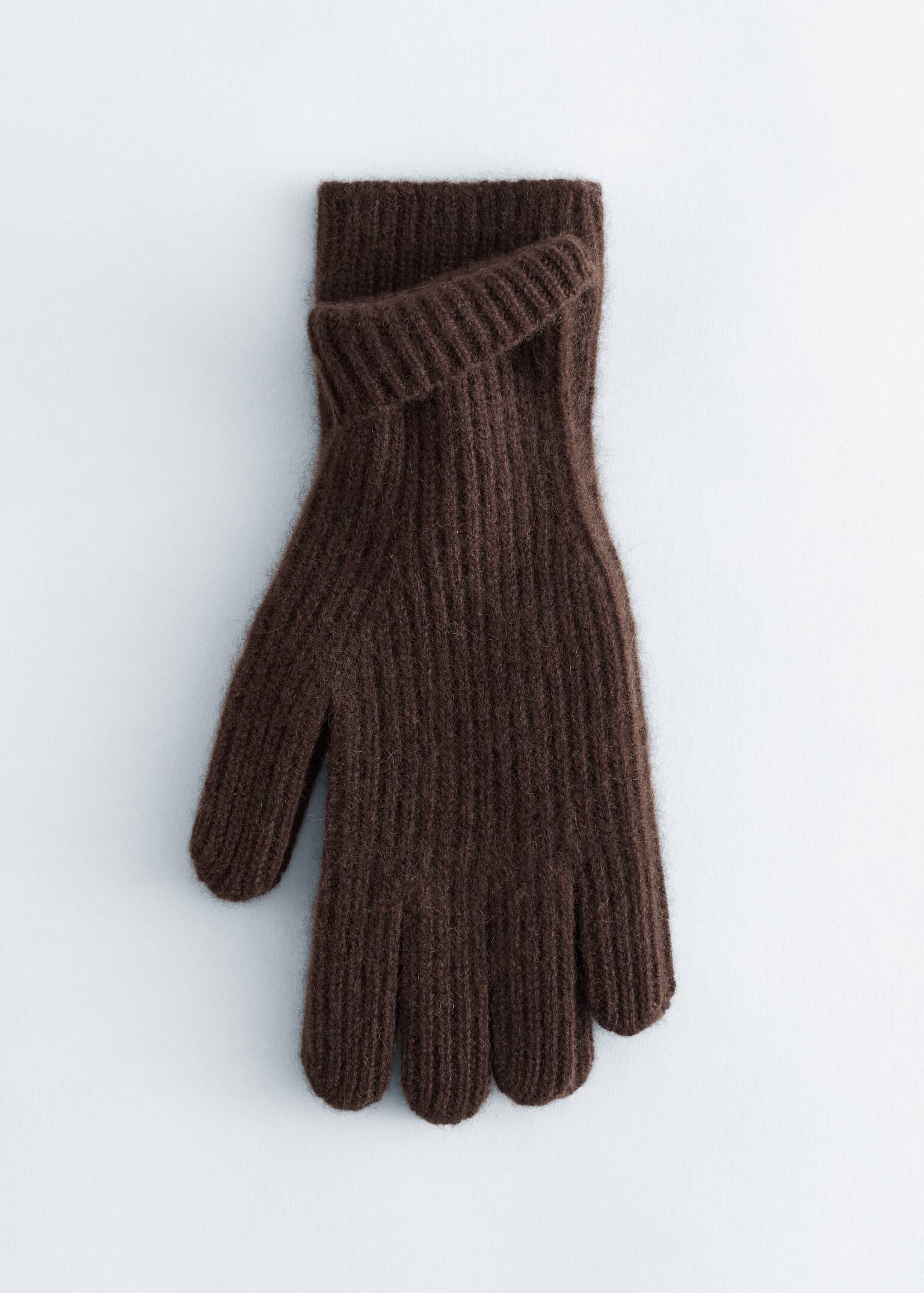 Ribbed Cashmere Gloves - Dark Brown/Navy Blue/Black - 2