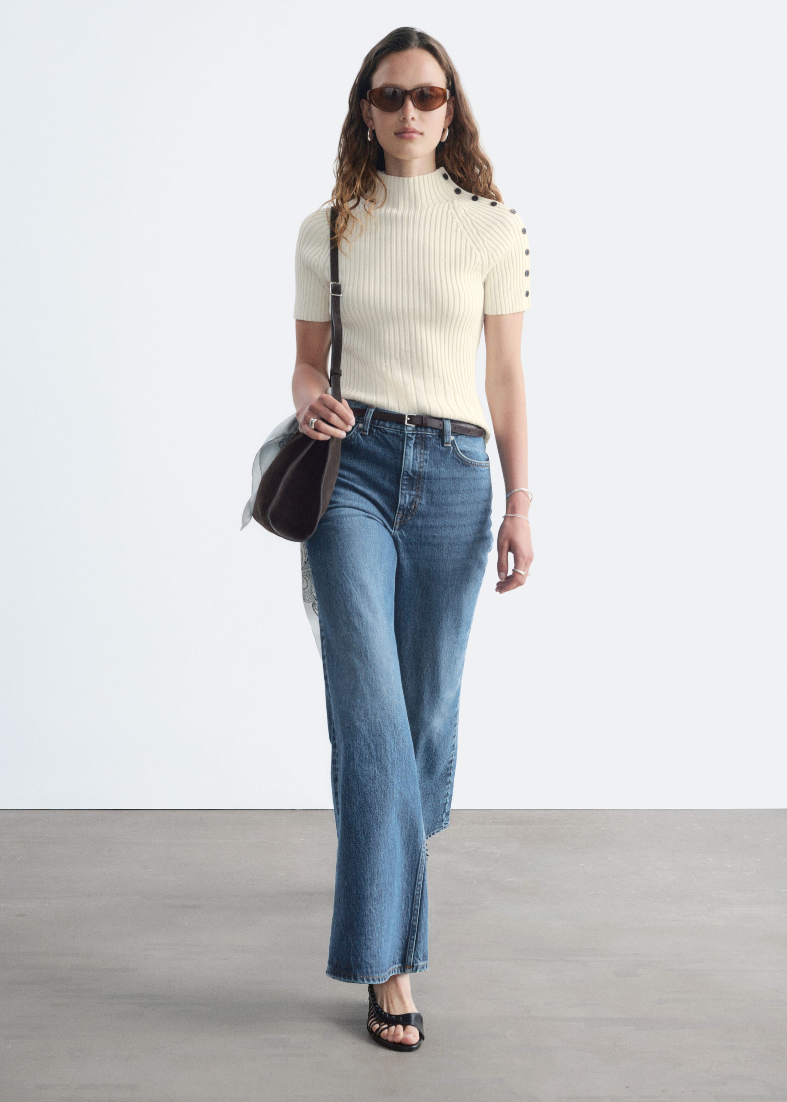 Mock-Neck Ribbed Top - Light Pink - Lookbook