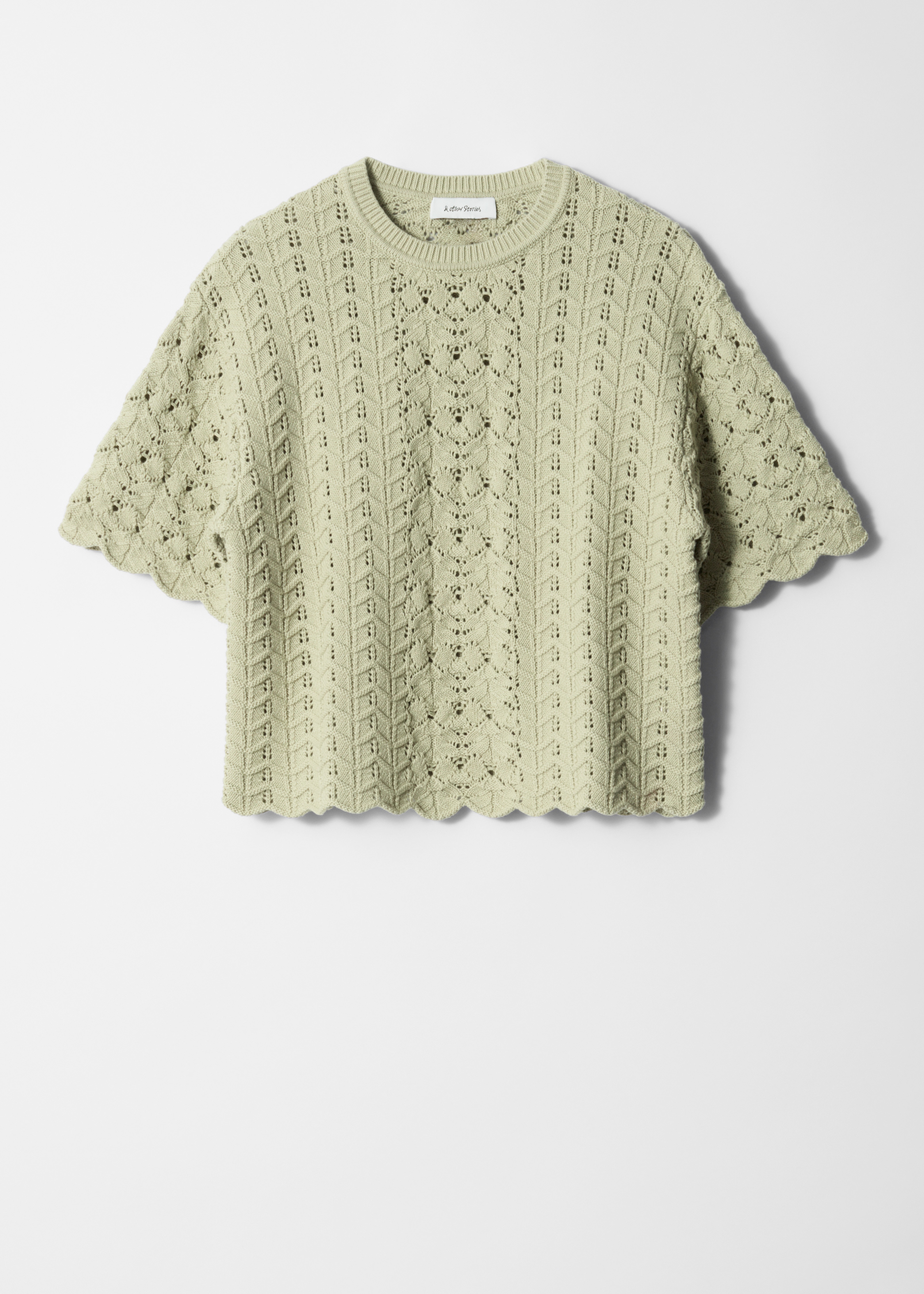 T-shirt in maglia pointelle - Verde chiaro