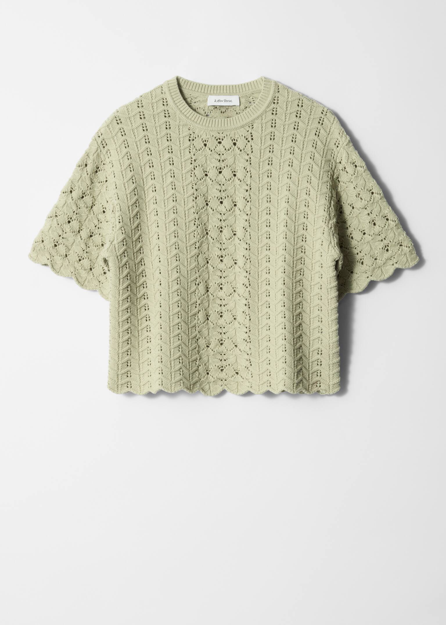 Tricou Tricotat Pointelle - Verde deschis - 2