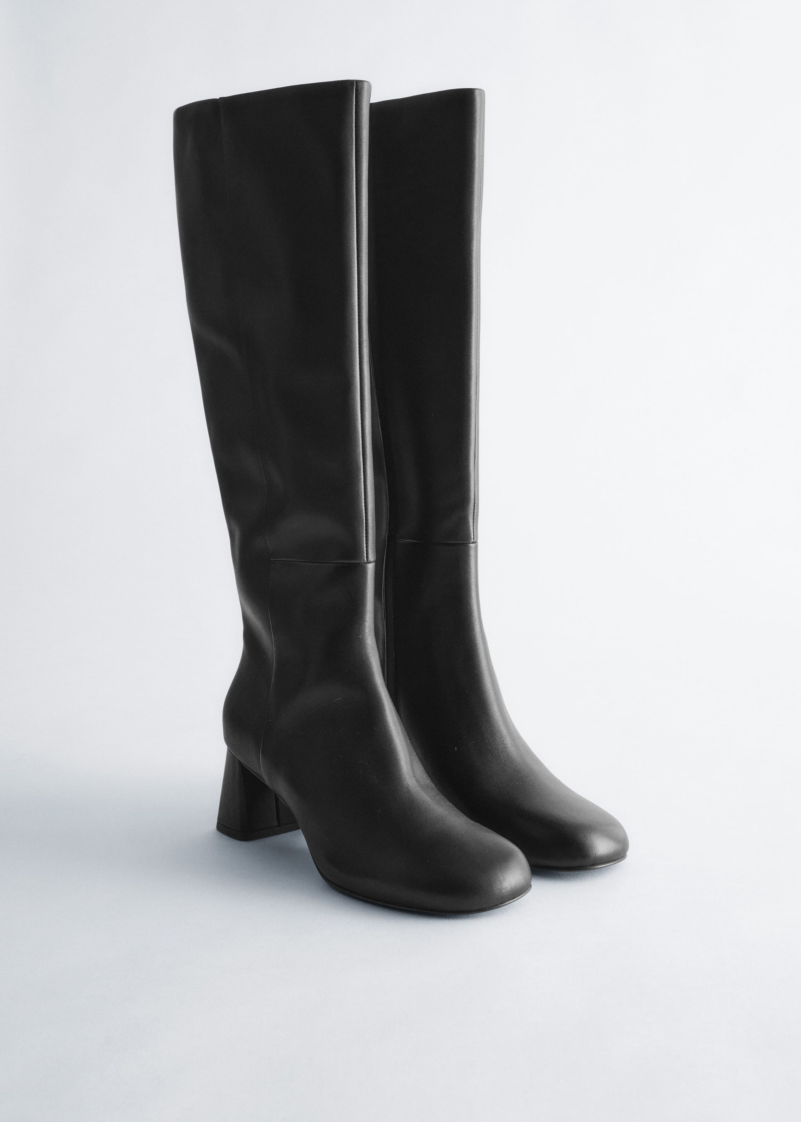 Knee-High Leather Boots - Black - Still Life