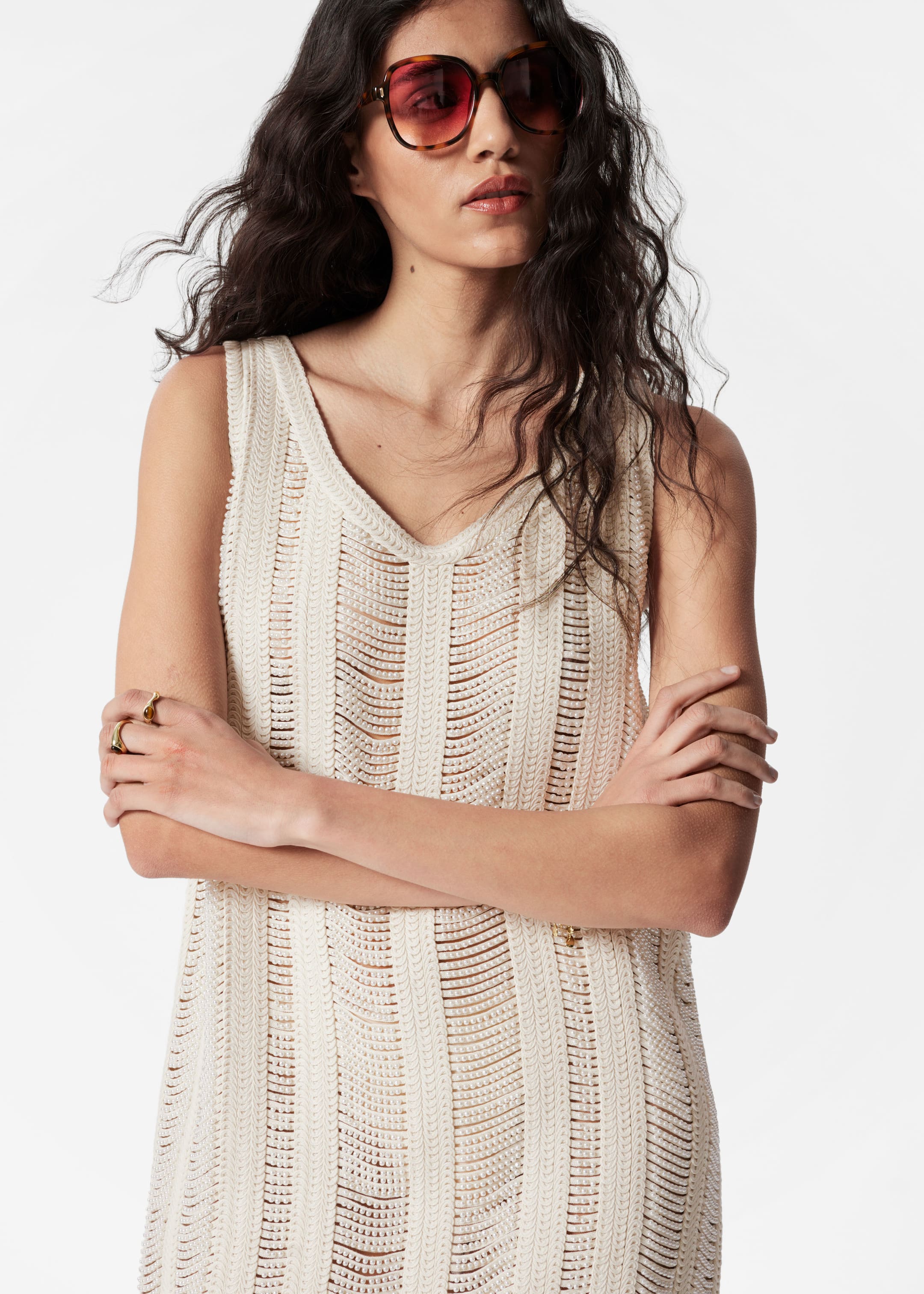 Zobrazit větší obrázek: Mini šaty s perlovým úpletem - Bílá - ŽENY | H&M CZ 2