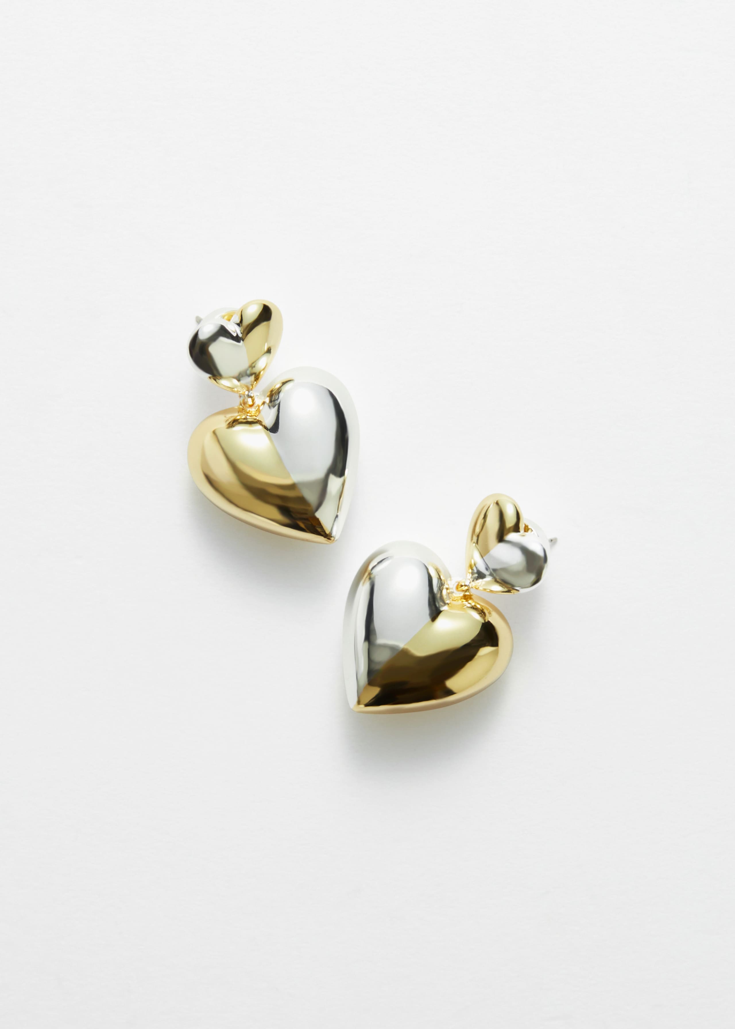 Boucles d'oreilles avec pendentif en forme de cœur - Doré/Argenté - Still Life