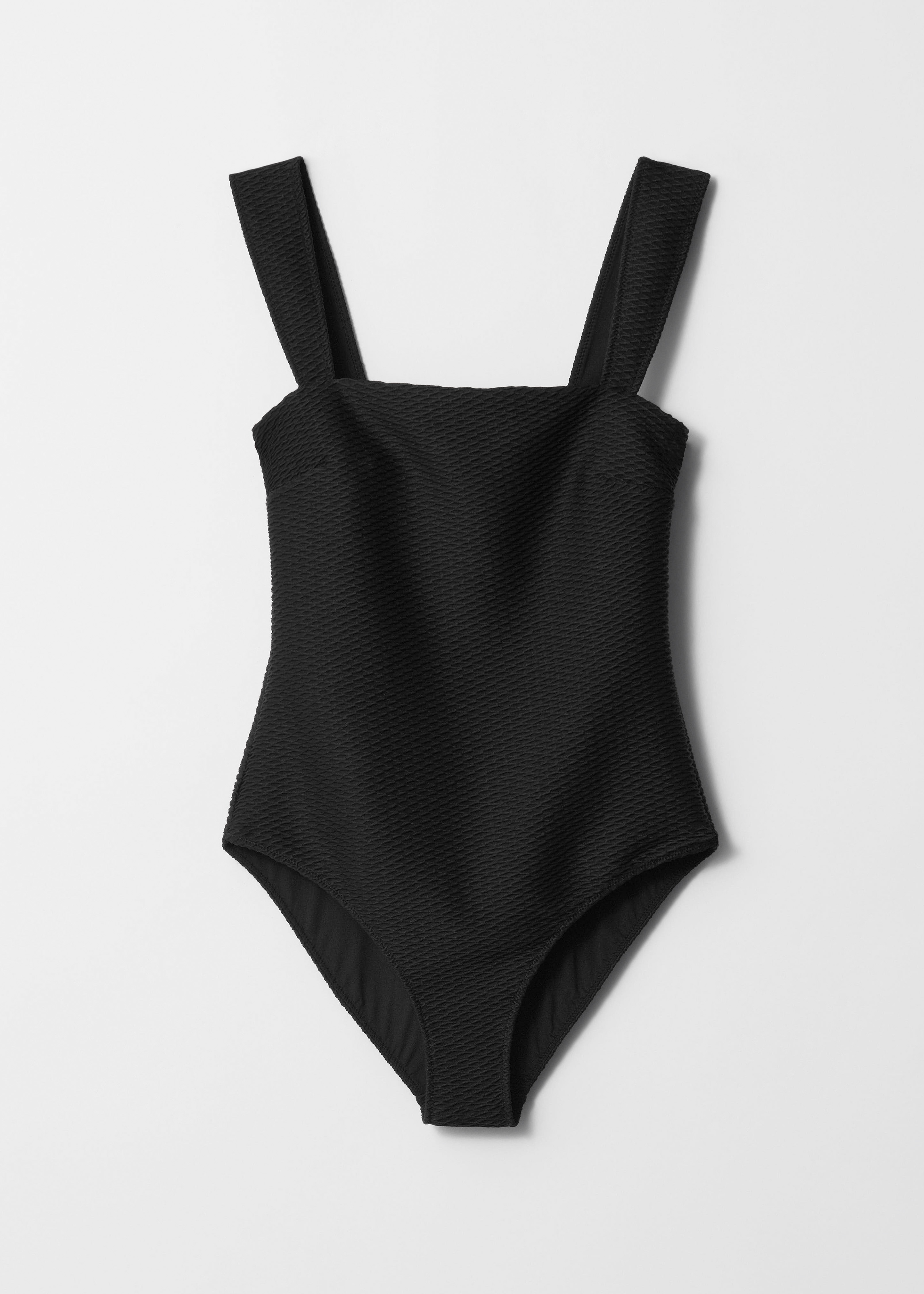 Textúrované plavky so štvorcovým výstrihom - Black