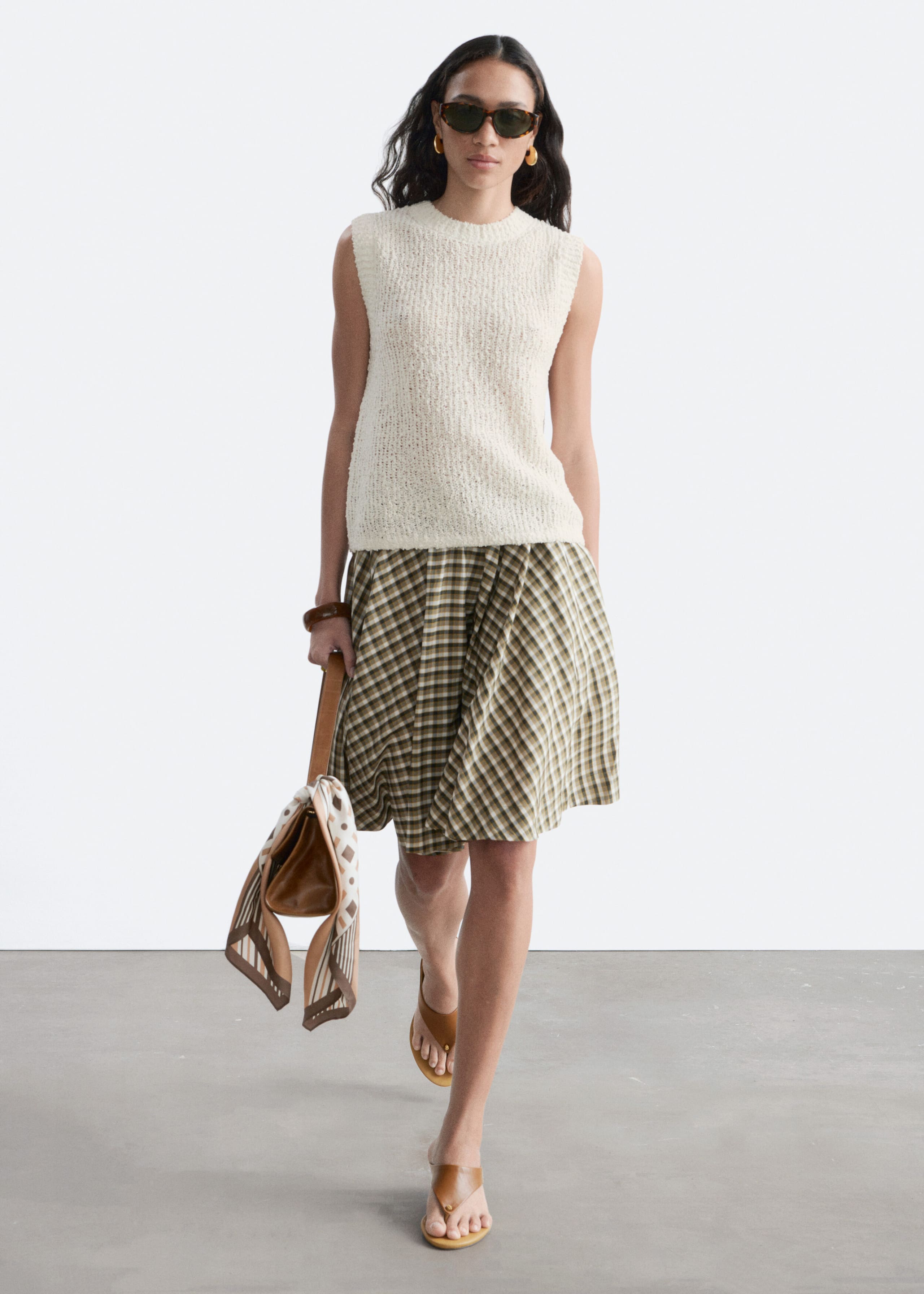 Silk-Cotton Vest Top - White - Still Life