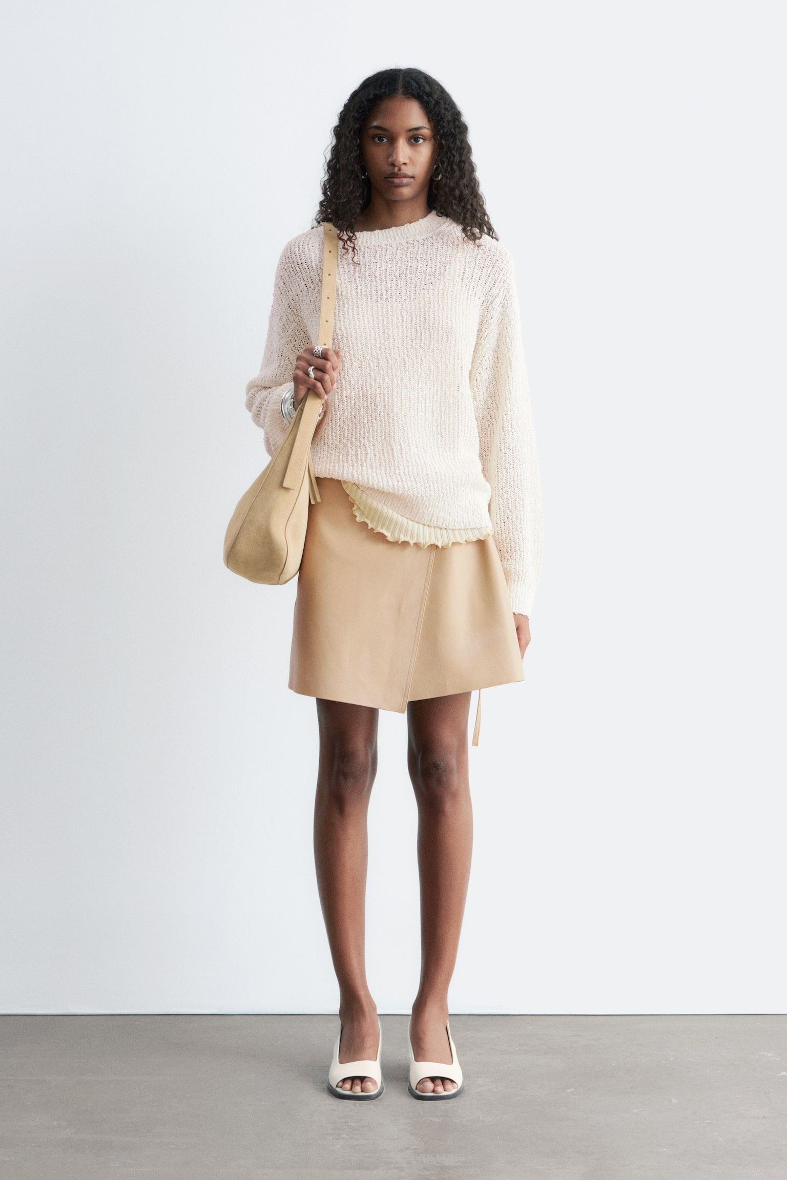 סוודר סריג מתערובת משי וכותנה - 5