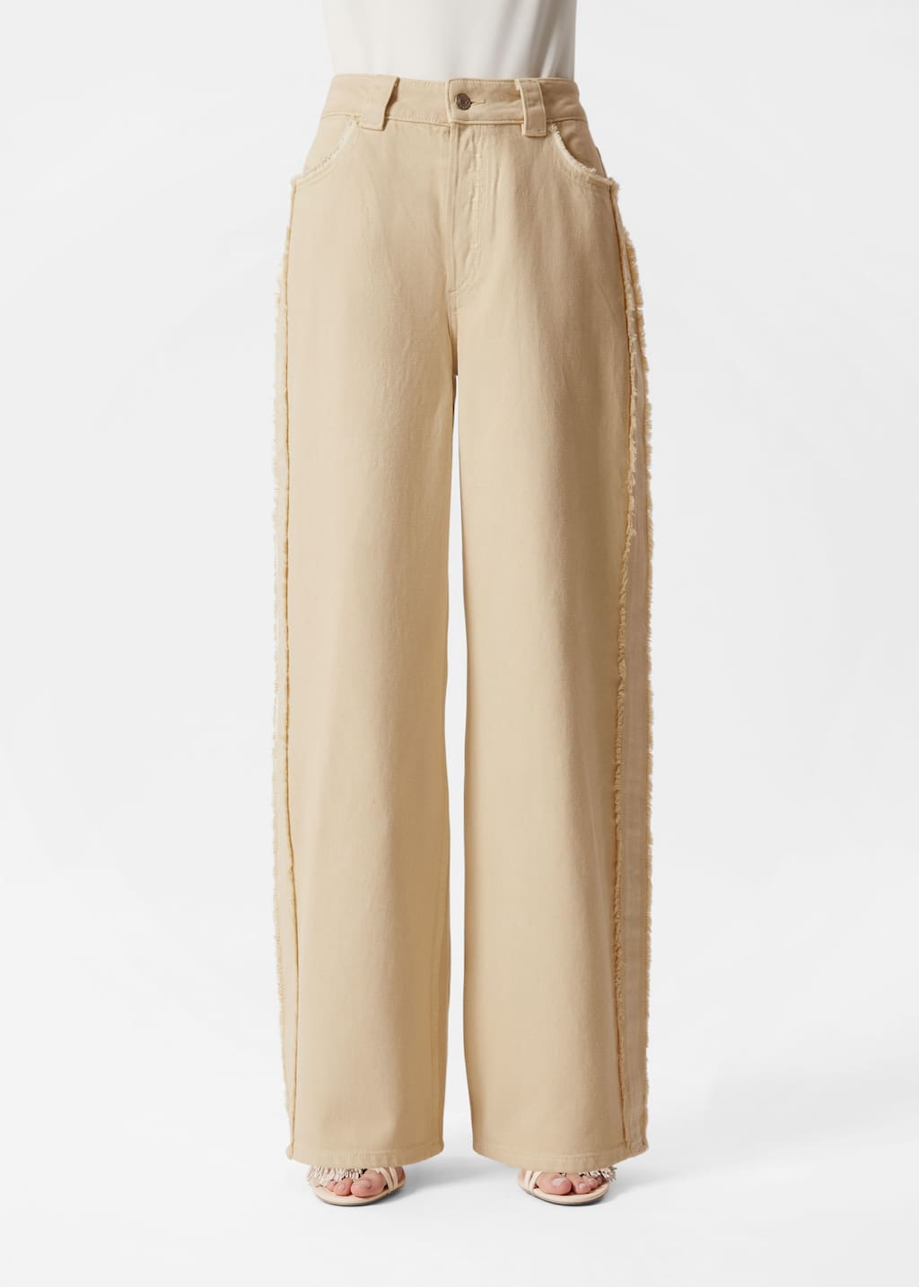 Image of Fringed Wide-Leg Jeans