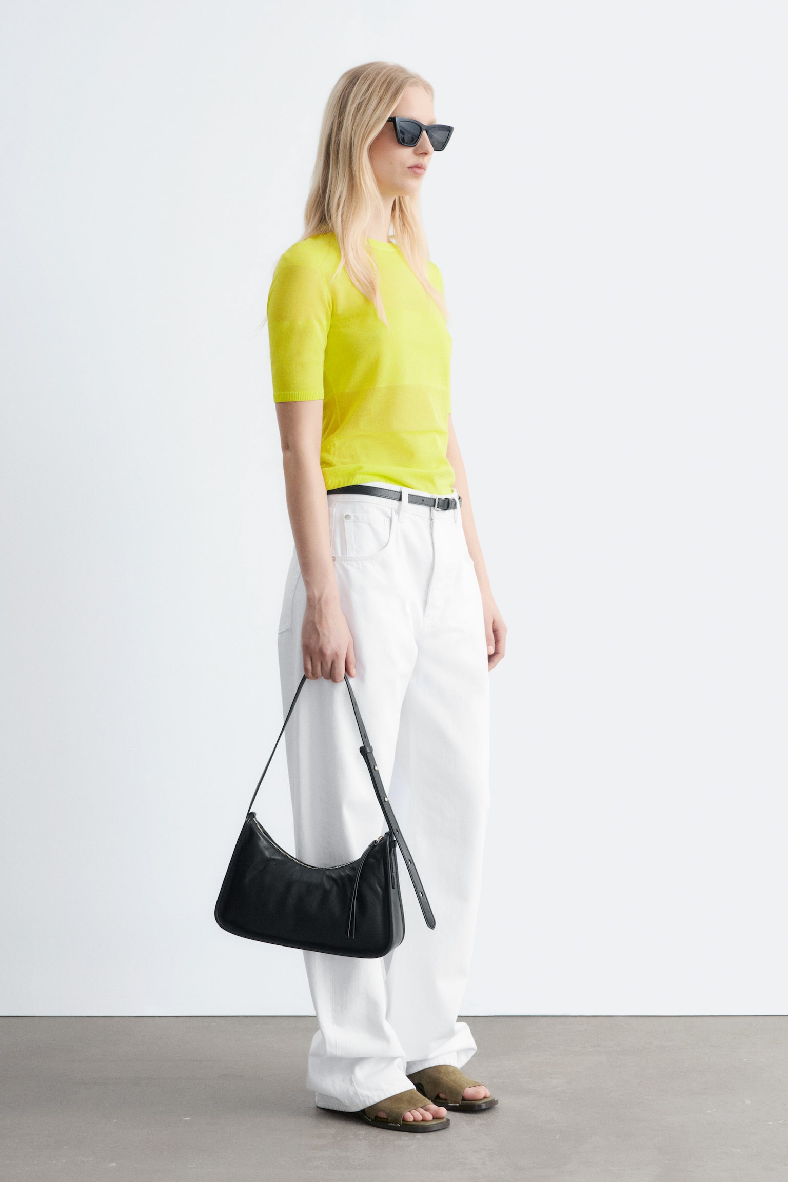 T-shirt en mailles fines - Jaune vif/Beige/Turquoise - 8