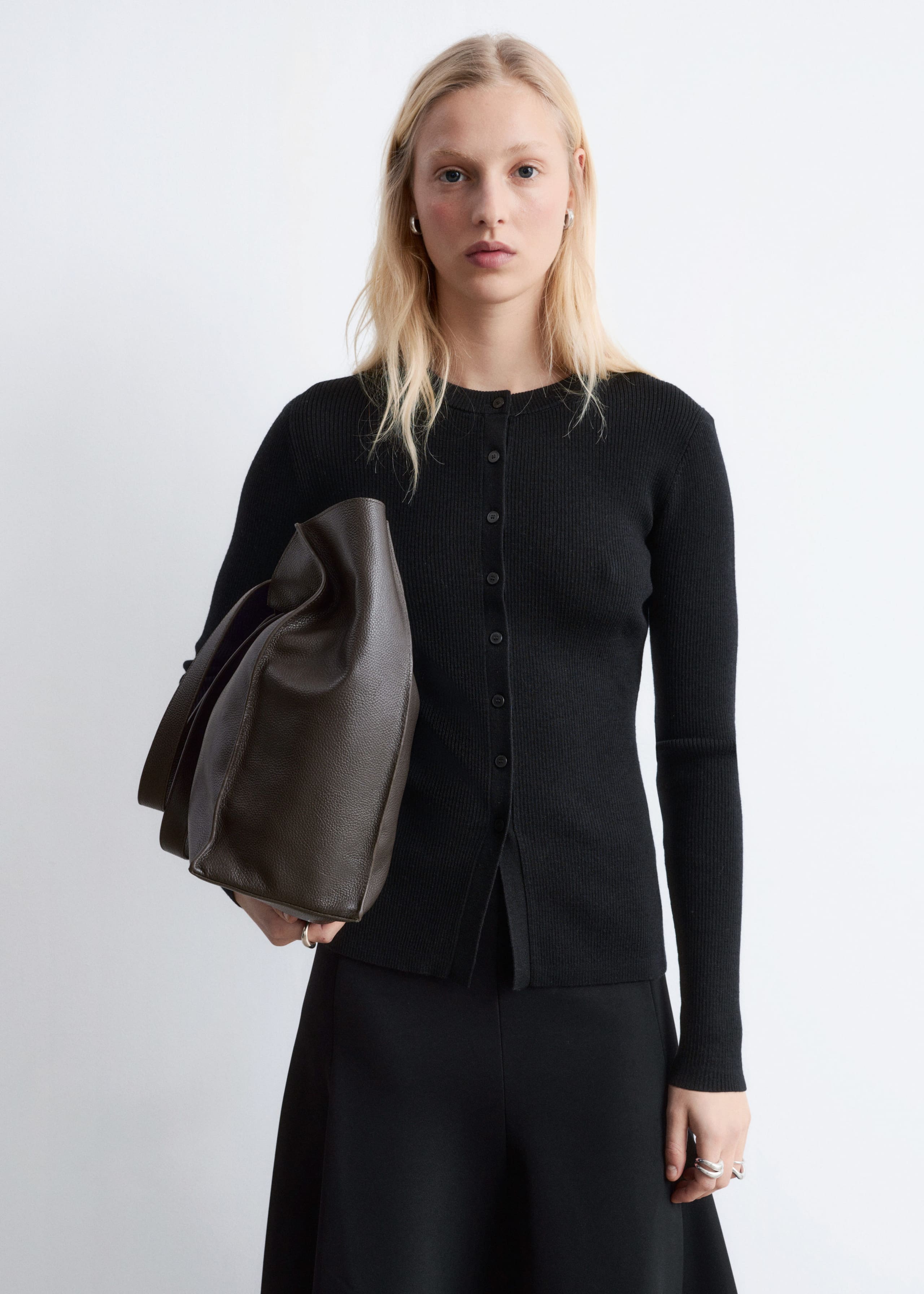 Image of Rib-Knit Merino Wool Cardigan