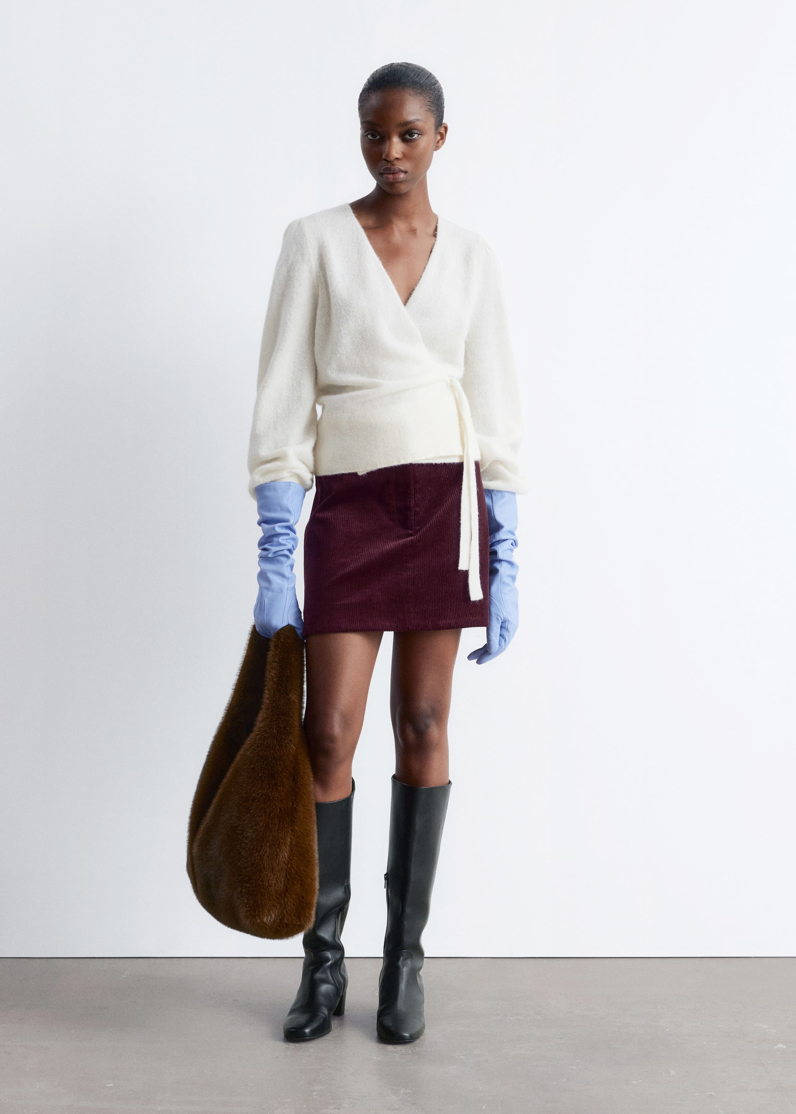 Image of Mohair-Blend Knitted Wrap Cardigan