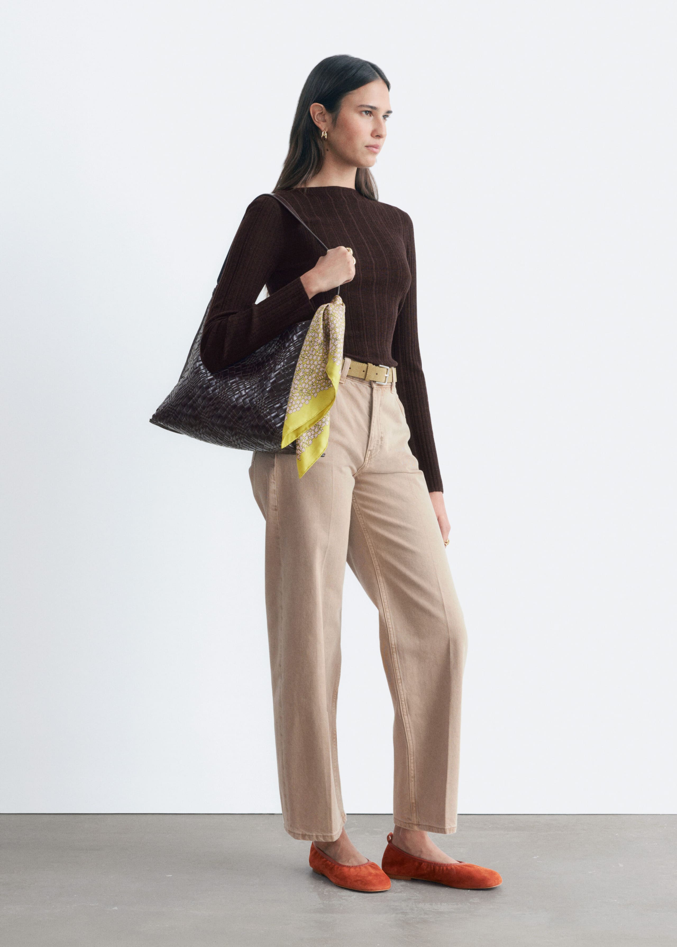 Rib-Knit Wool Boatneck Top - Bright Pink - Lookbook