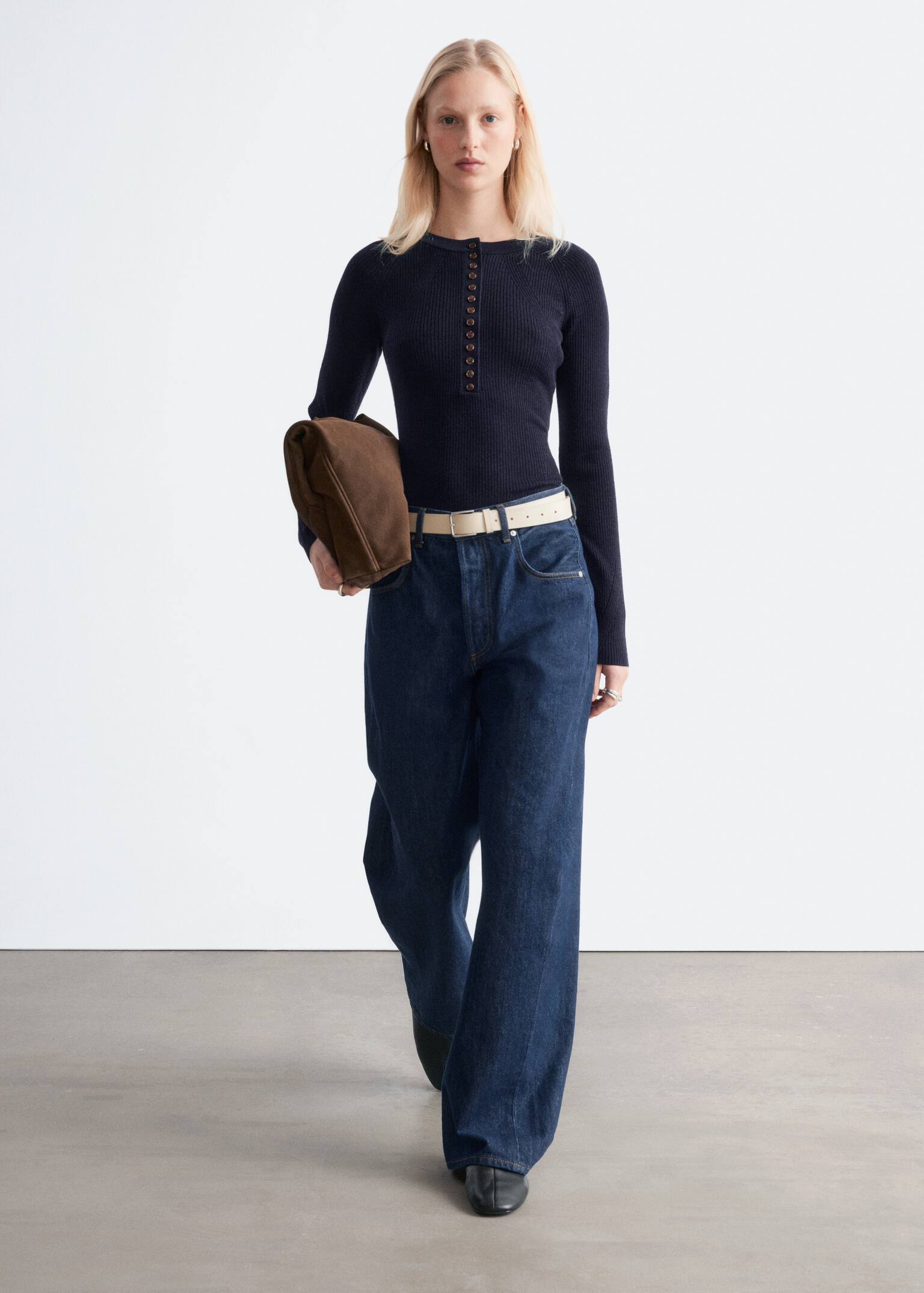 Villatoppi puolinapituksella - Laivastonsininen/Kerma - 6