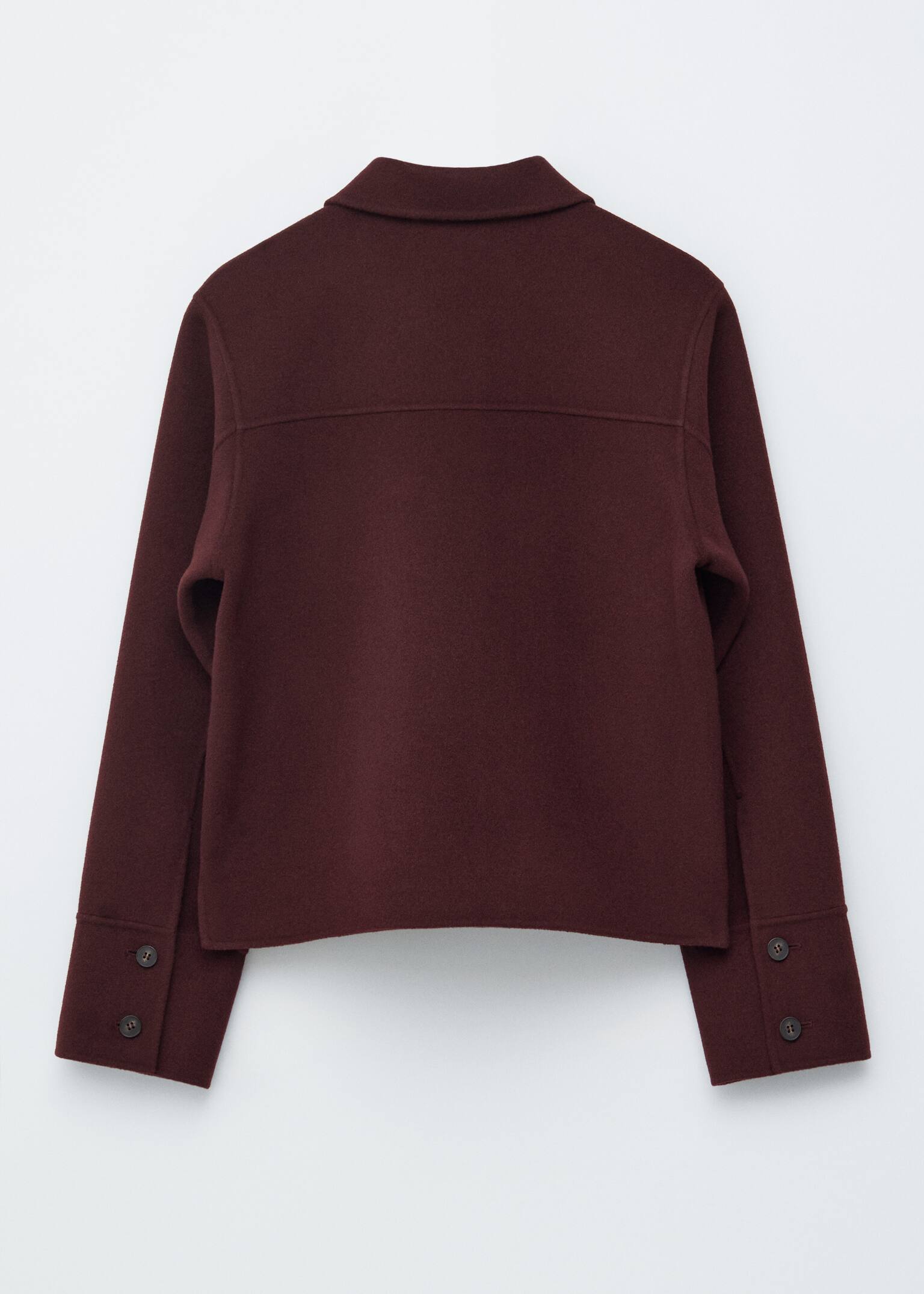 Wolljacke mit Kragen - Dunkelrot/Grau - 2