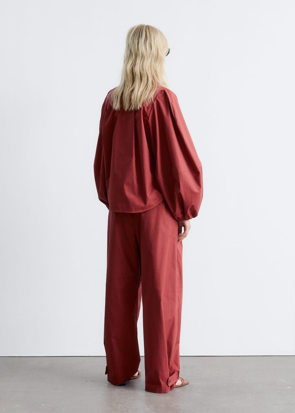 Image of Voluminous Balloon-Sleeve Blouse