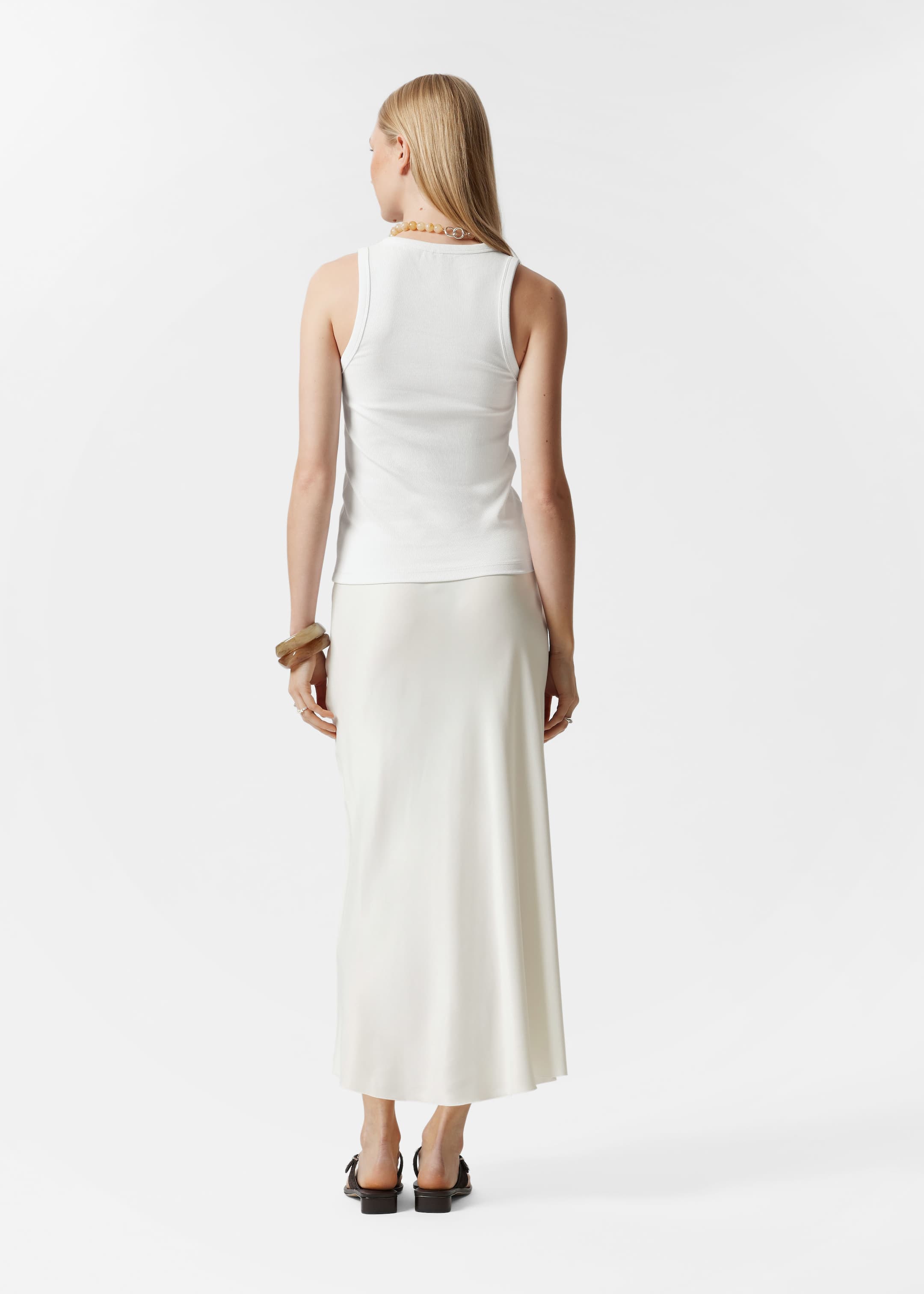 Größeres Bild anzeigen: Midirock aus Satin - Weiß - Ladies | H&M AT 3
