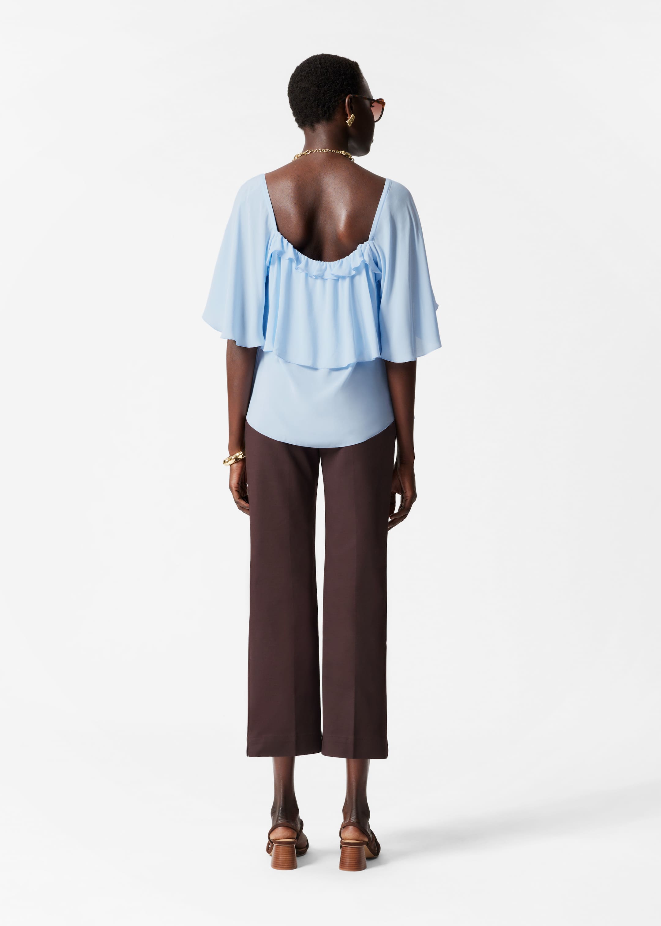 Ver imagem maior: Blusa com folhos - Azul claro - SENHORA | H&M PT 4