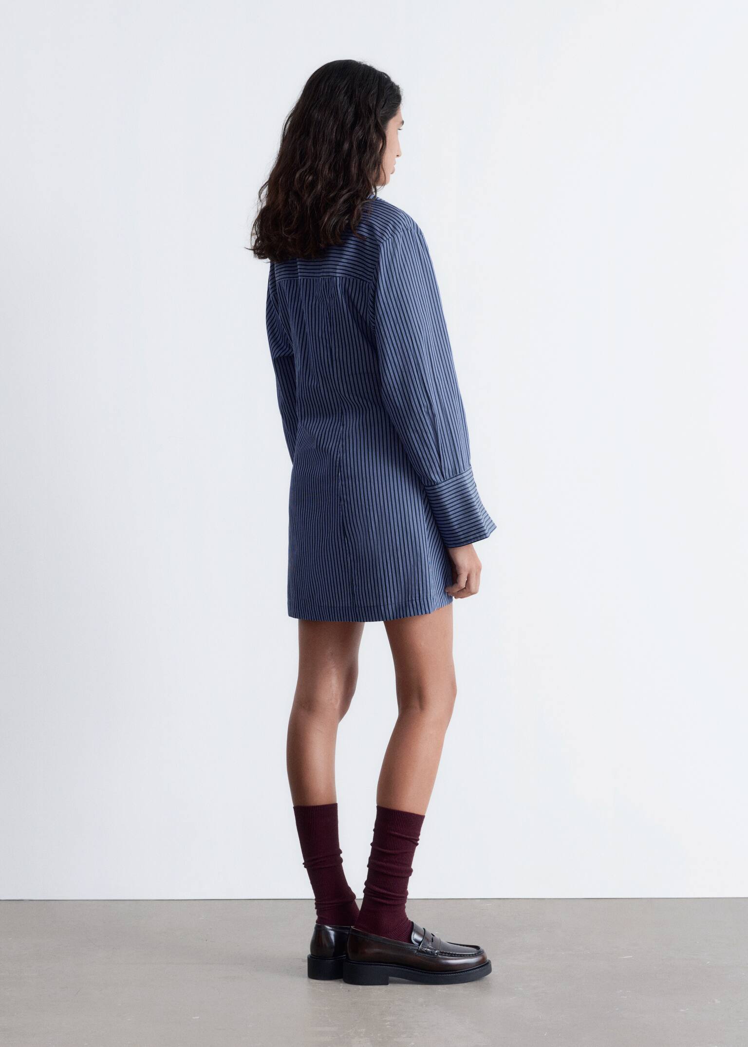 Wickel-Hemdkleid in Minilänge - Blau gestreift/Hellblau/Braun gestreift/Dunkelrot/Rosa gestreift - 3