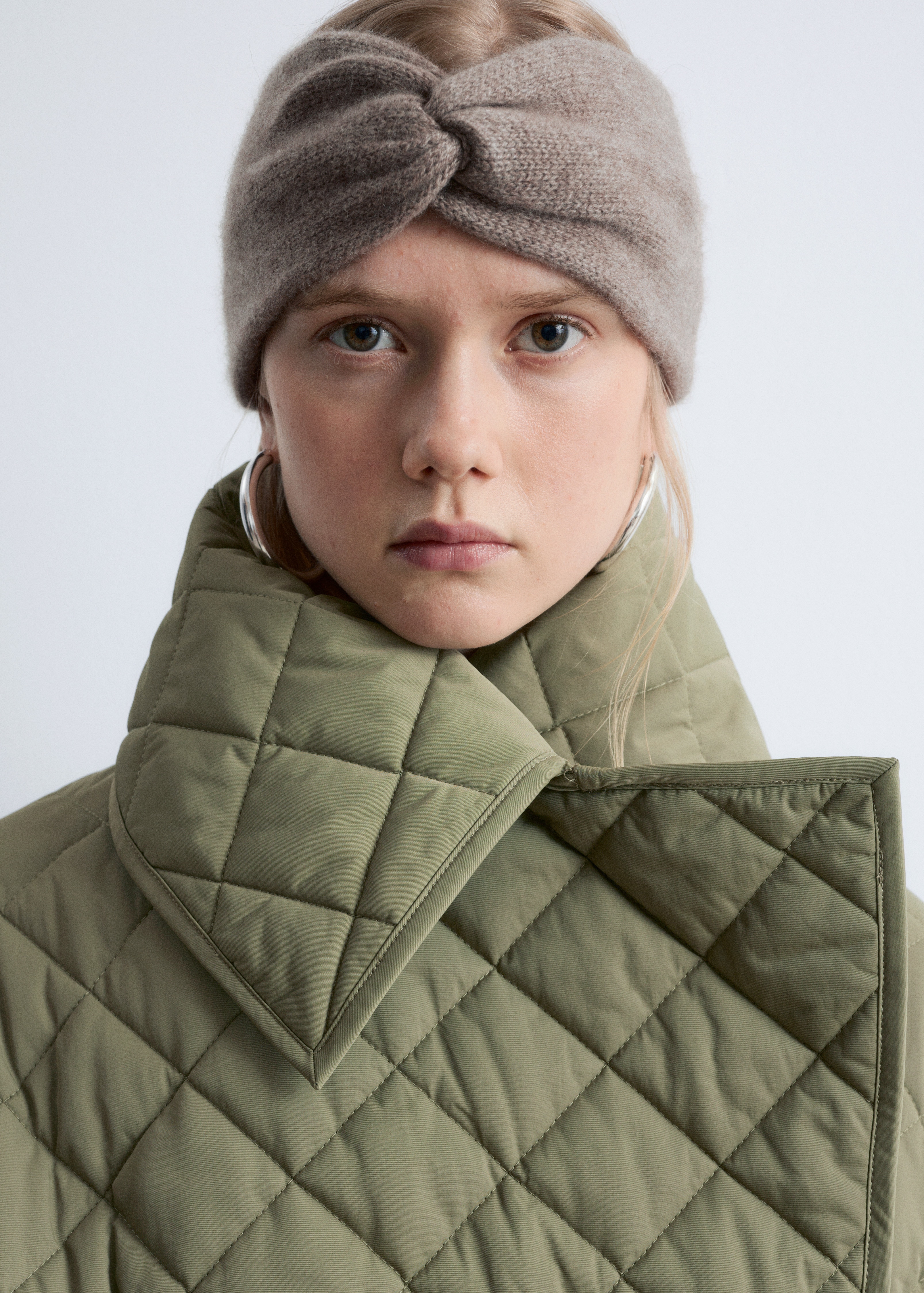 Pannband i kashmir - Beige/Svart/Vit