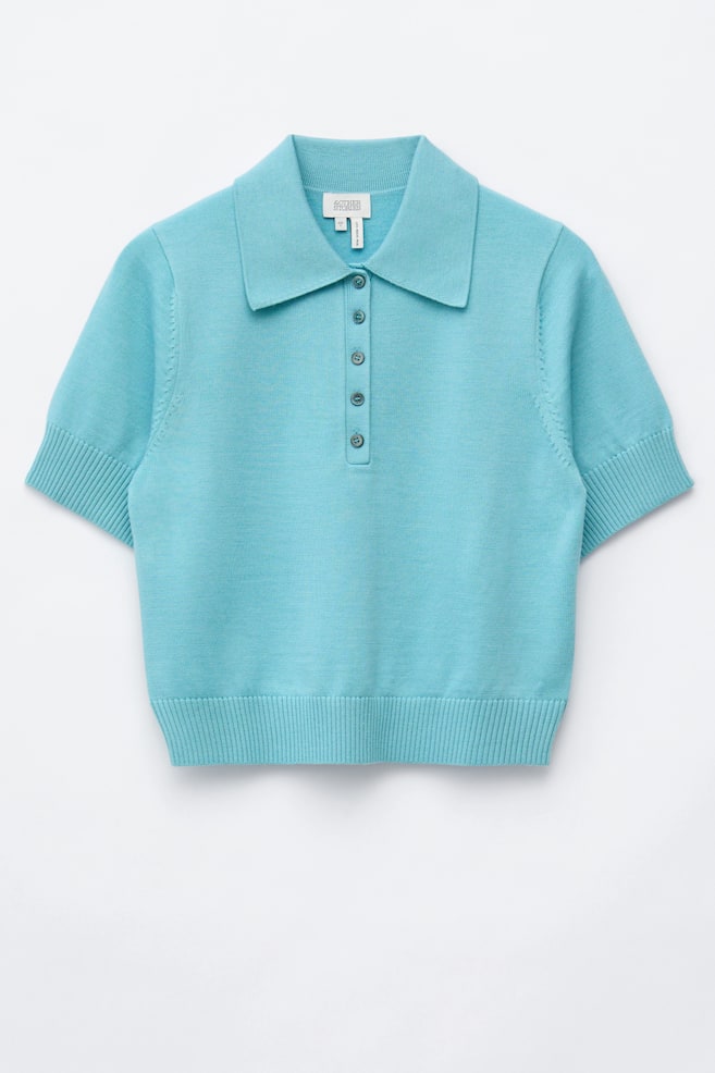 Polo in lana - Azzurro/Grigio scuro mélange - 1