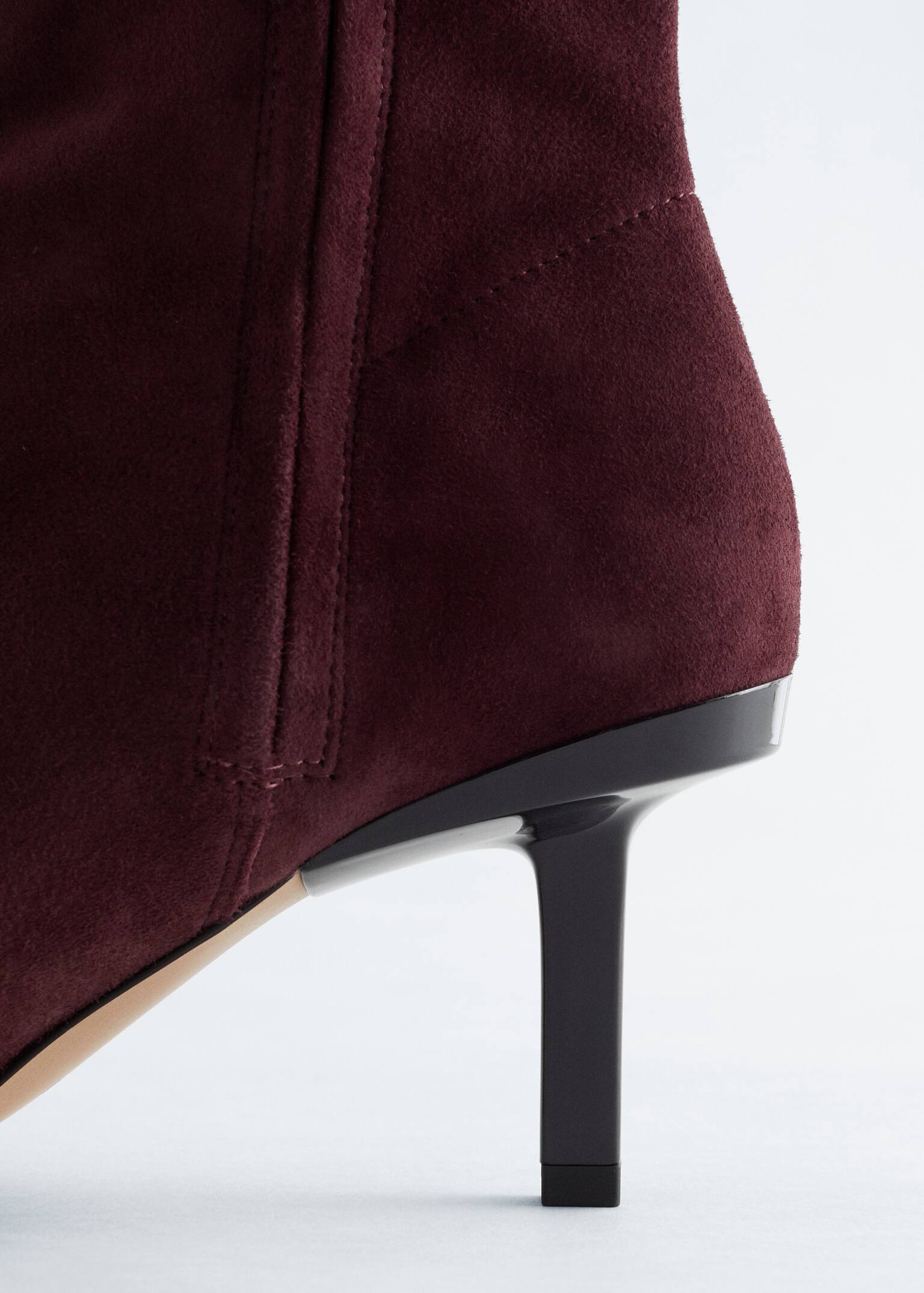 Stretch-Leather Ankle Boots - Burgundy/Negru Piele - 5