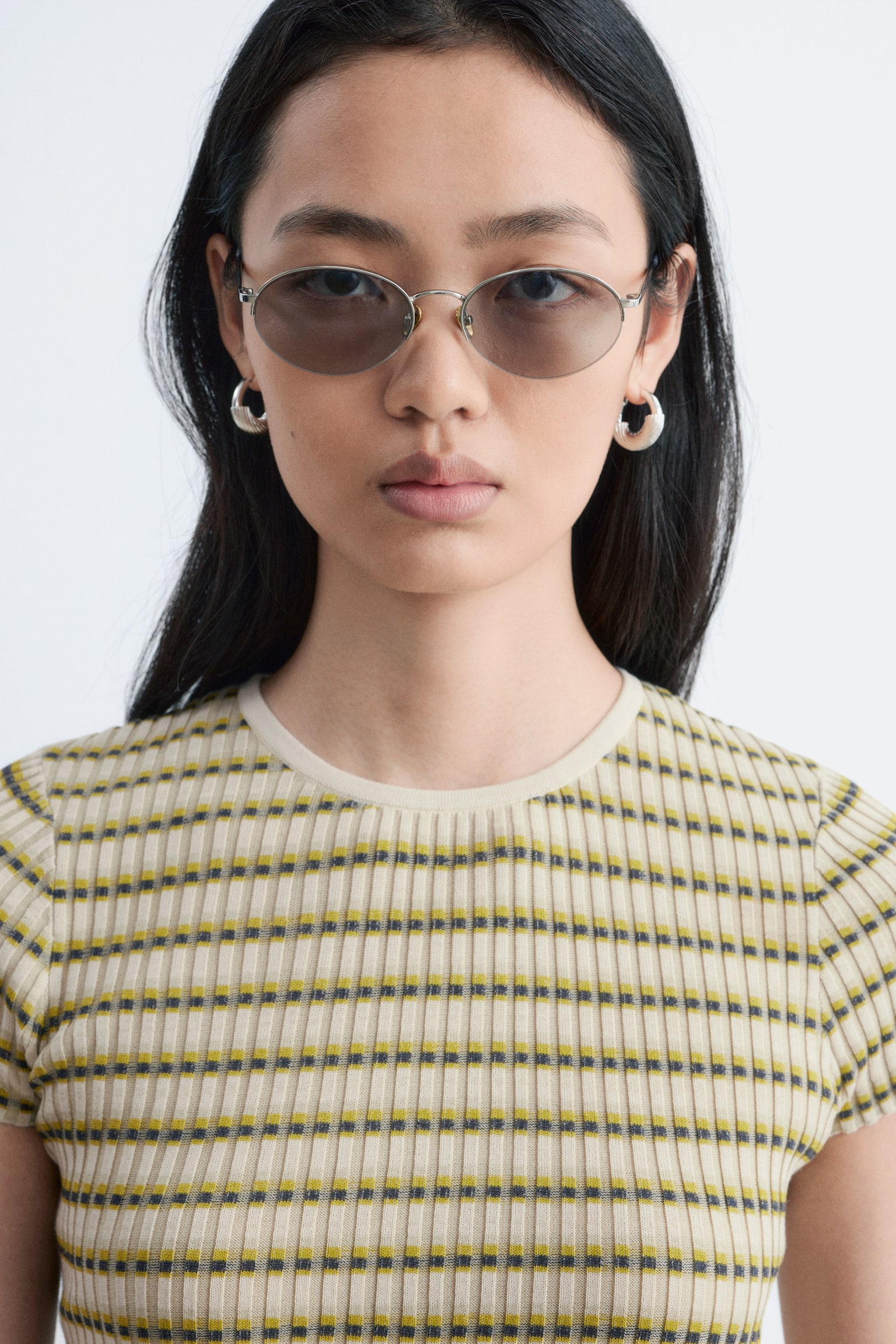 חולצת טי בסריגת ריב עם פסים - 6