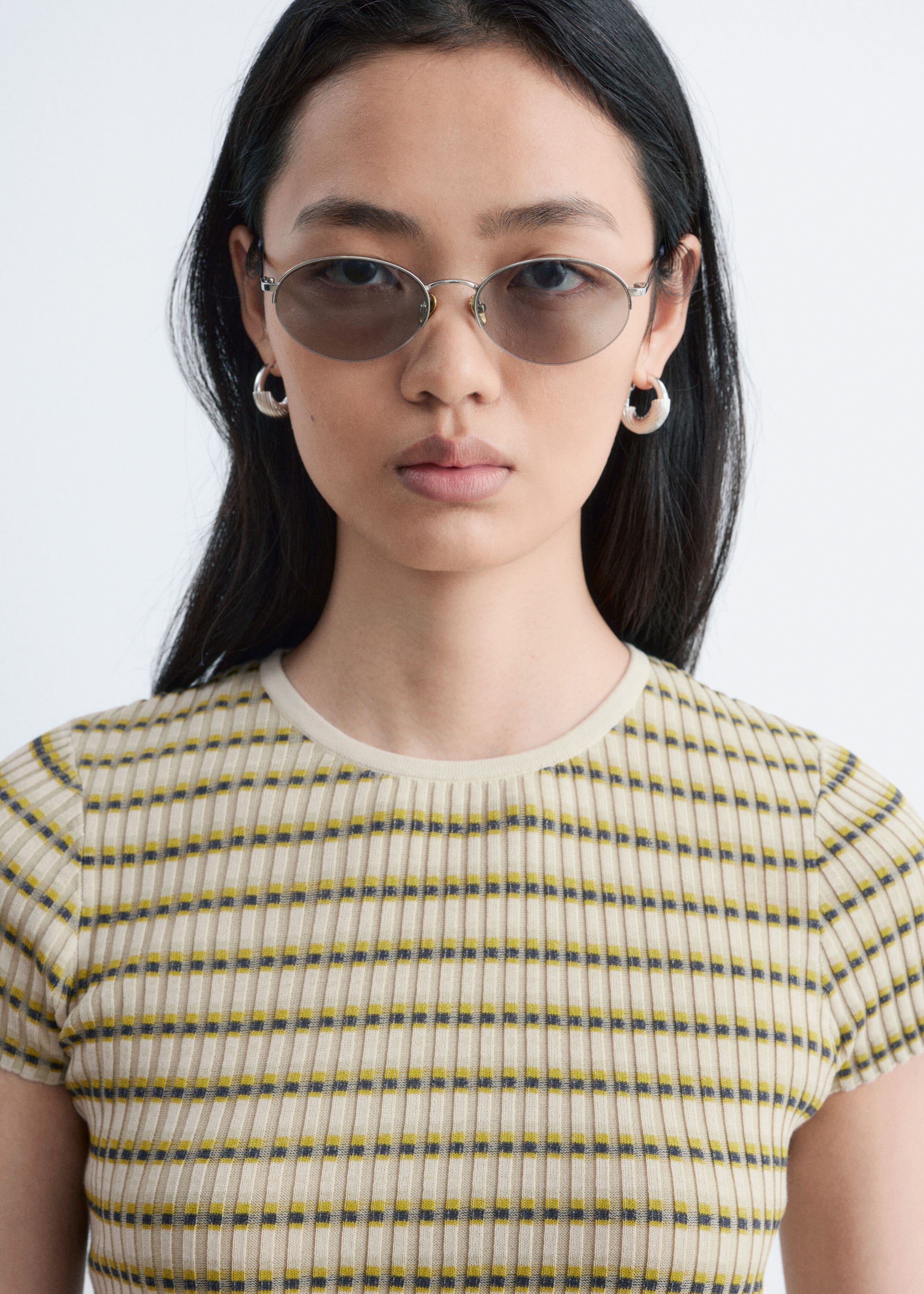 Image of Striped Rib-Knit T-shirt