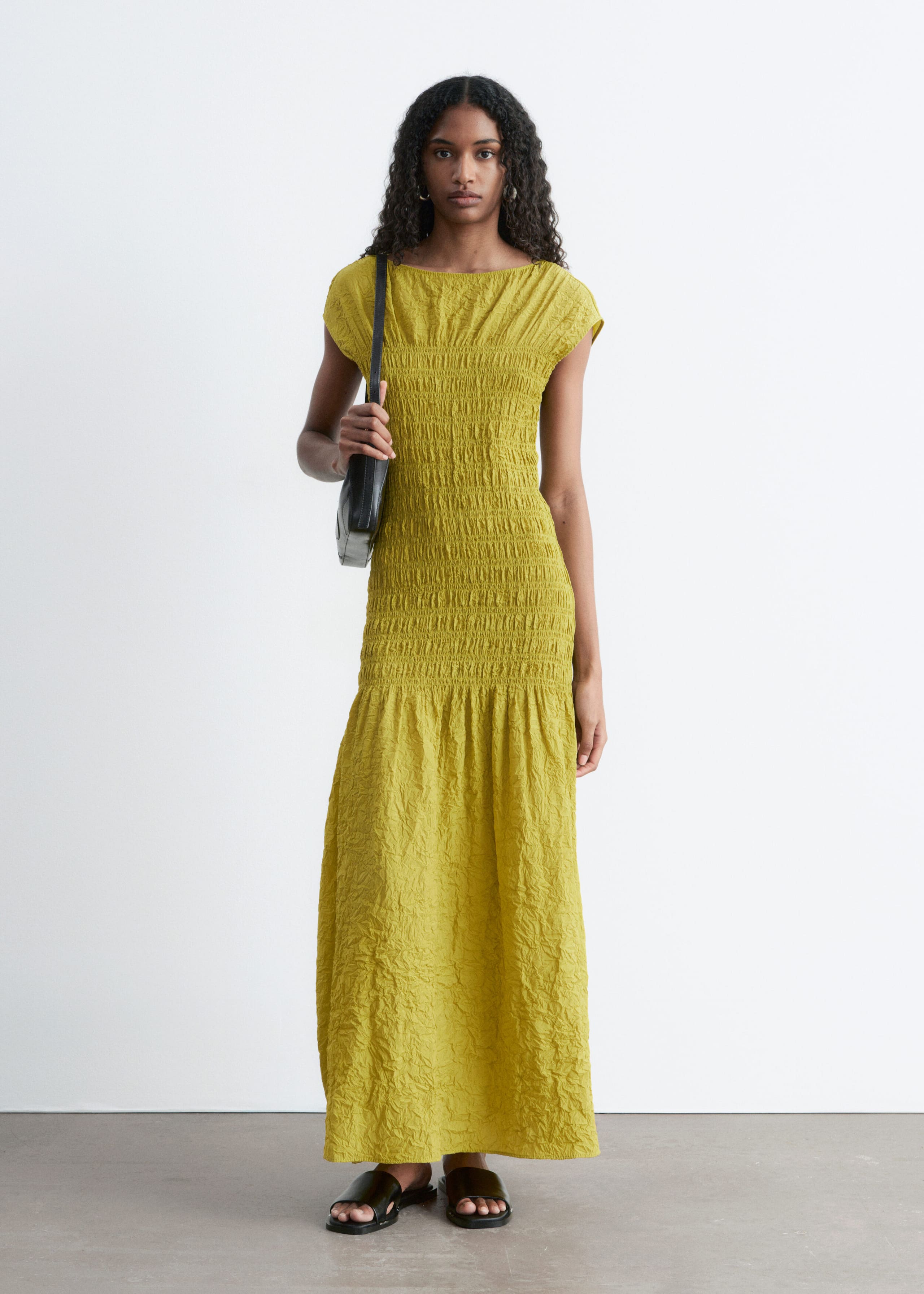 Image of Maxi abito con lavorazione smock