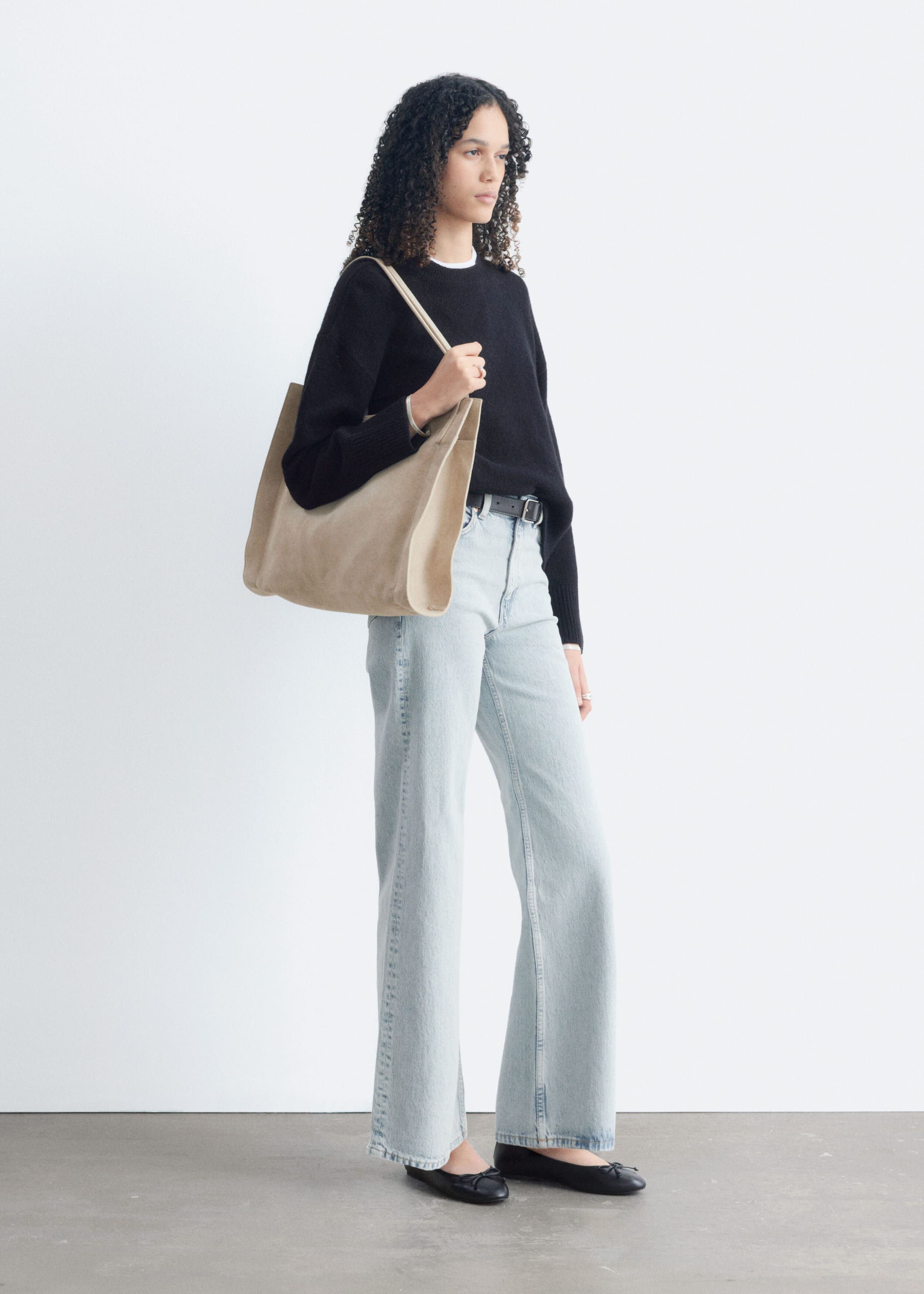 Locker geschnittener Strickpullover - Schwarz - Lookbook