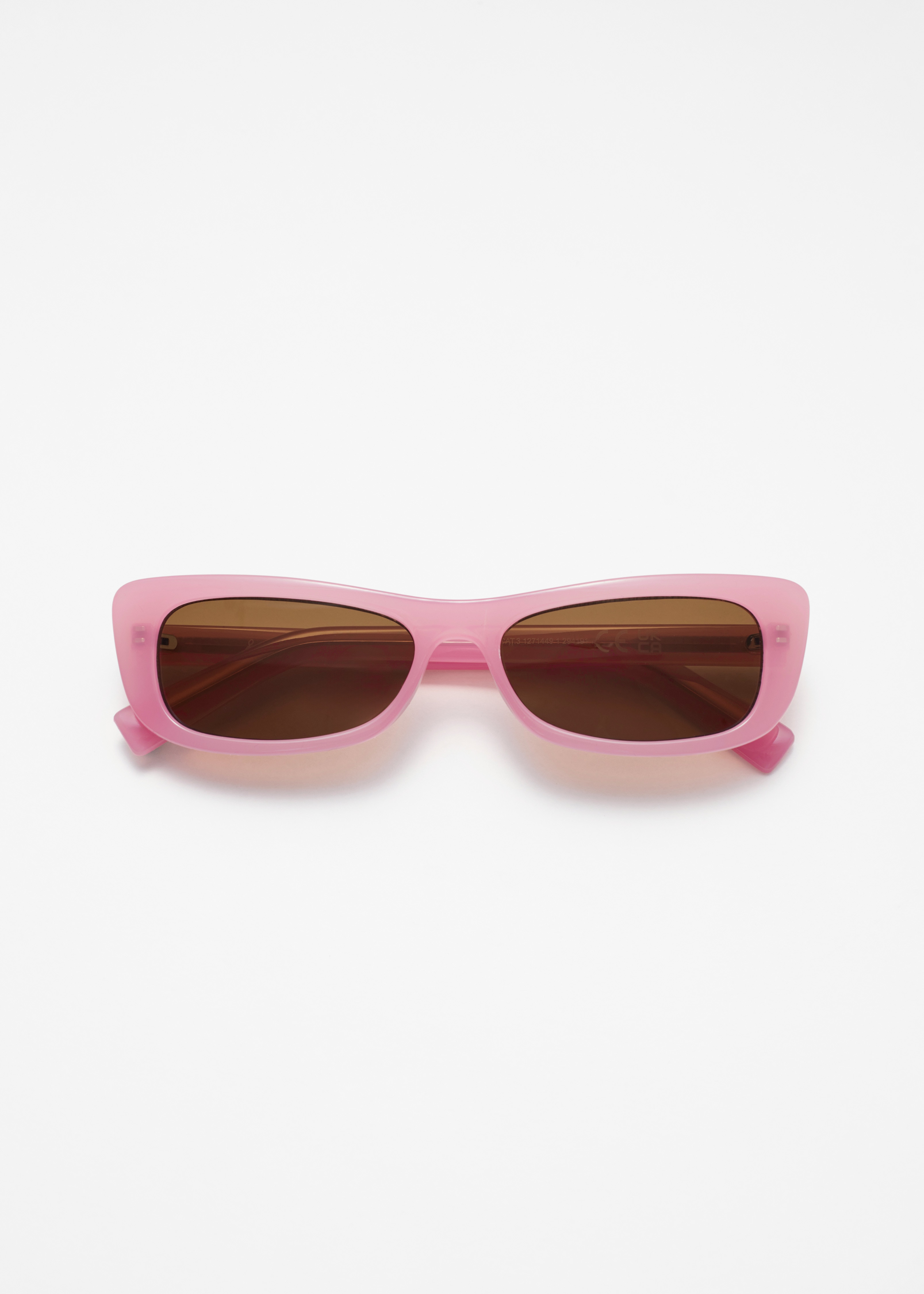 Prodloužené kočičí sluneční brýle - Světle růžová/Černá