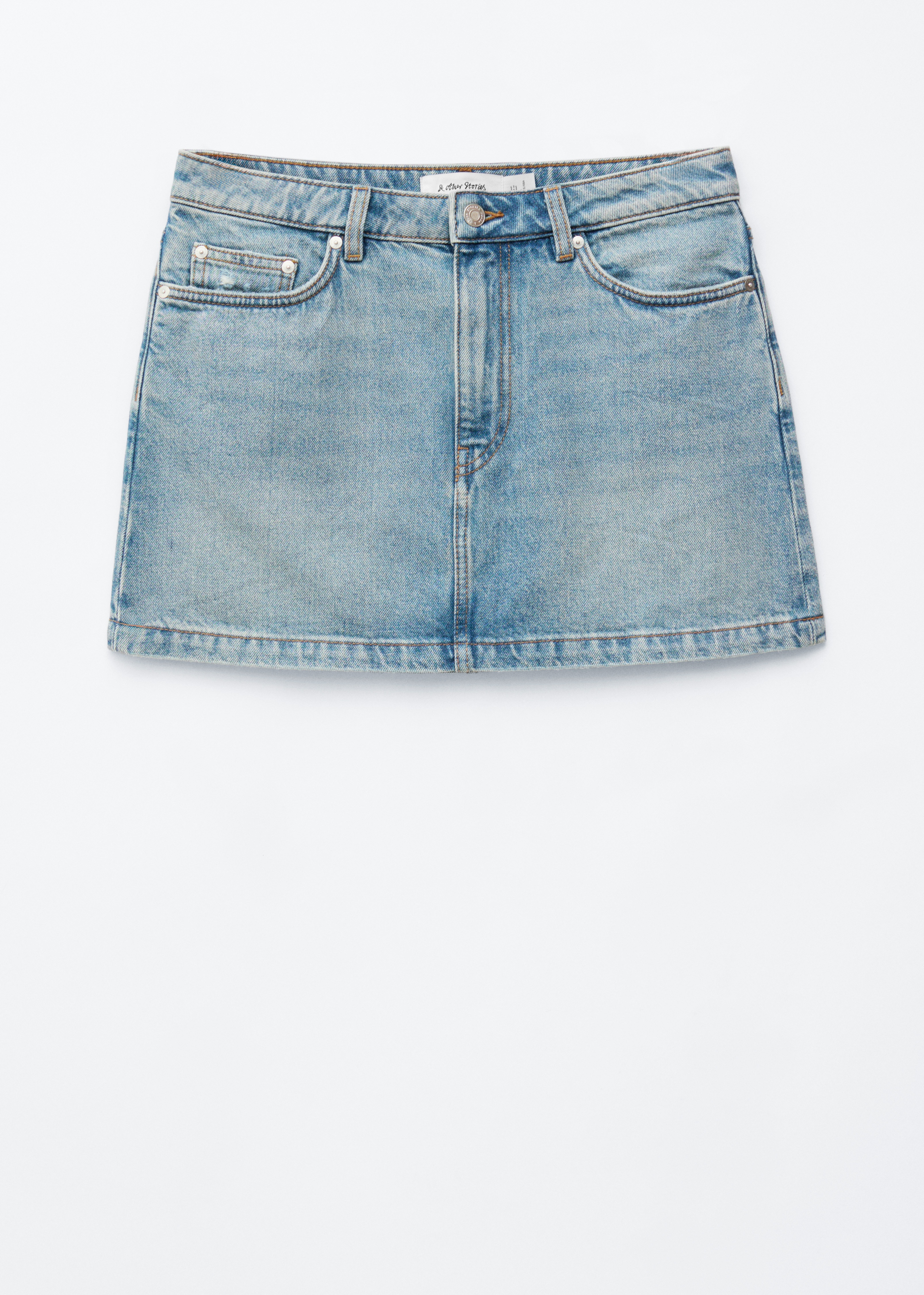 Mininederdel i denim - Lyseblå