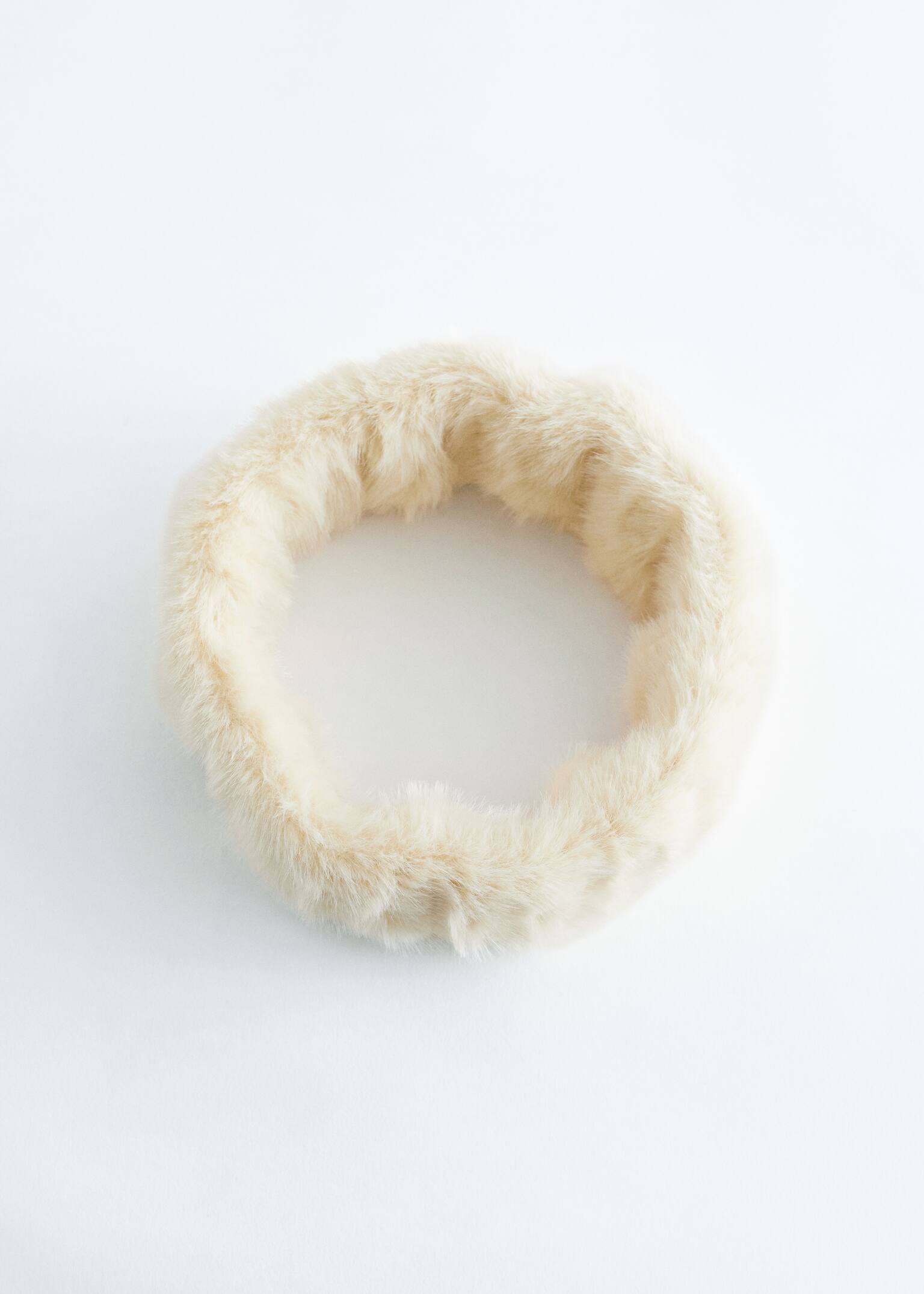 Faux Fur Headband - Cream/Brown - 2